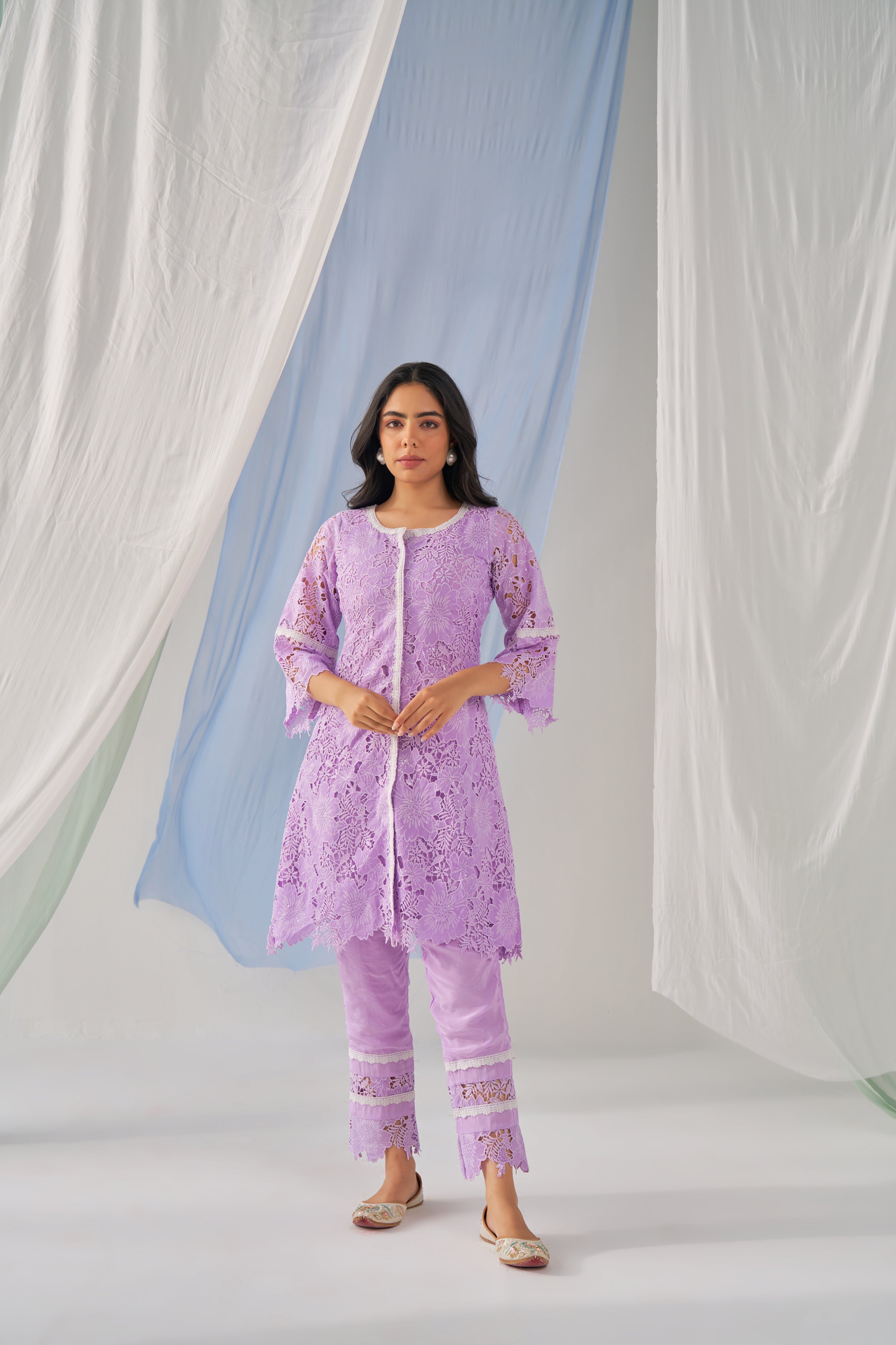 Anna - Adaara lavender cutwork crochet Co-ord set