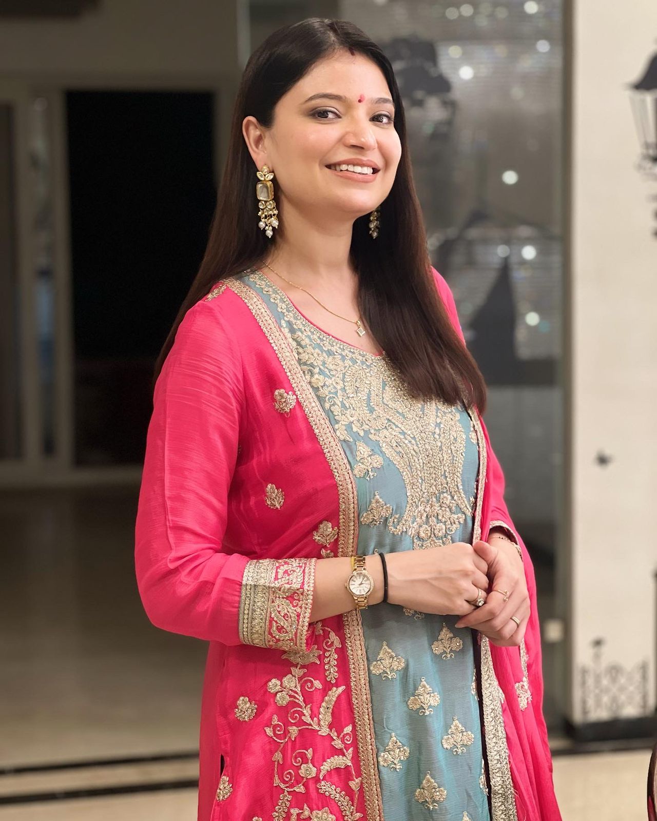 Sohna Pink blue suit set