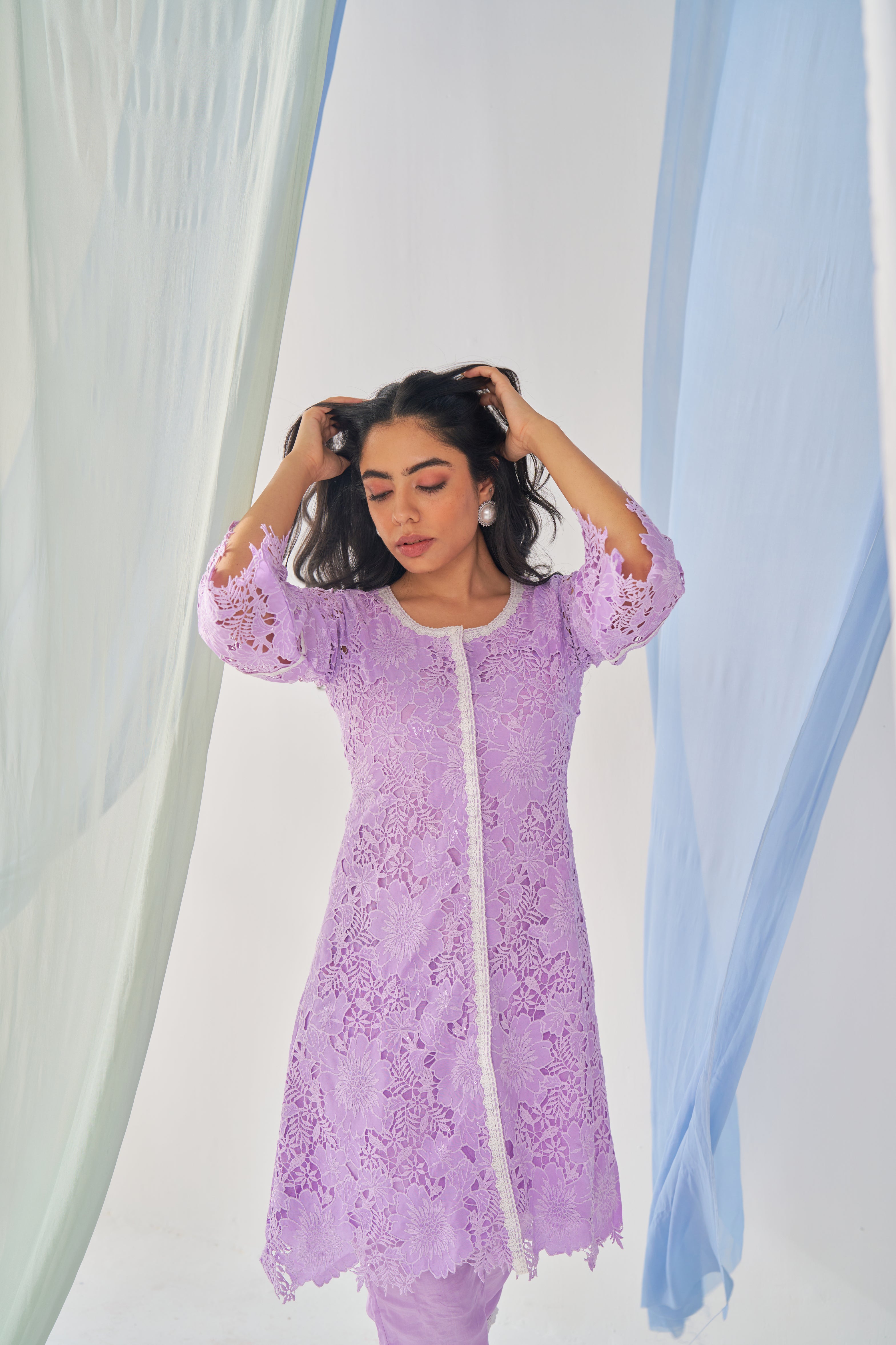 Anna - Adaara lavender cutwork crochet Co-ord set