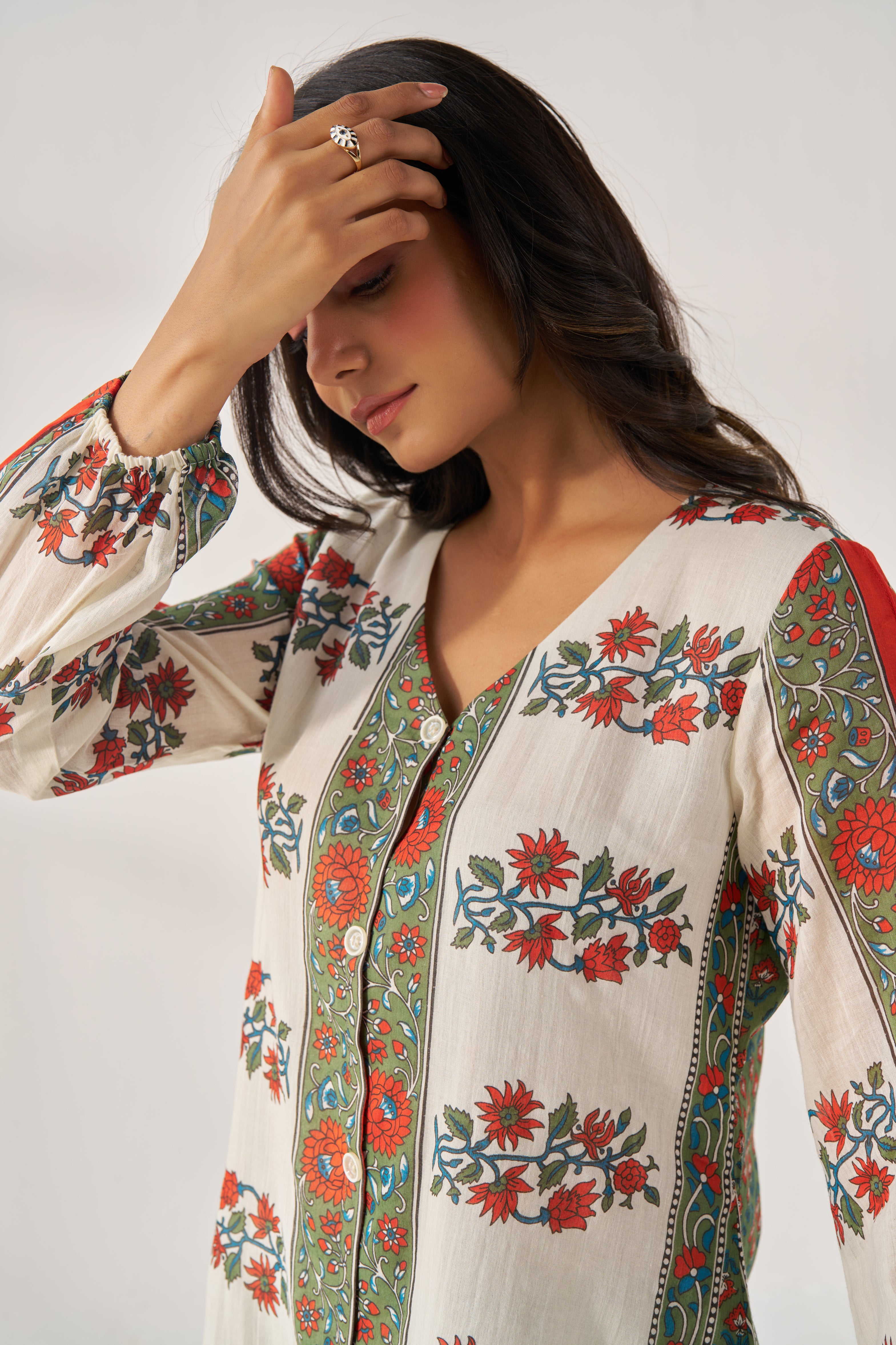 Kuhu - Adaara Mal cotton block placement print statement co-ord set