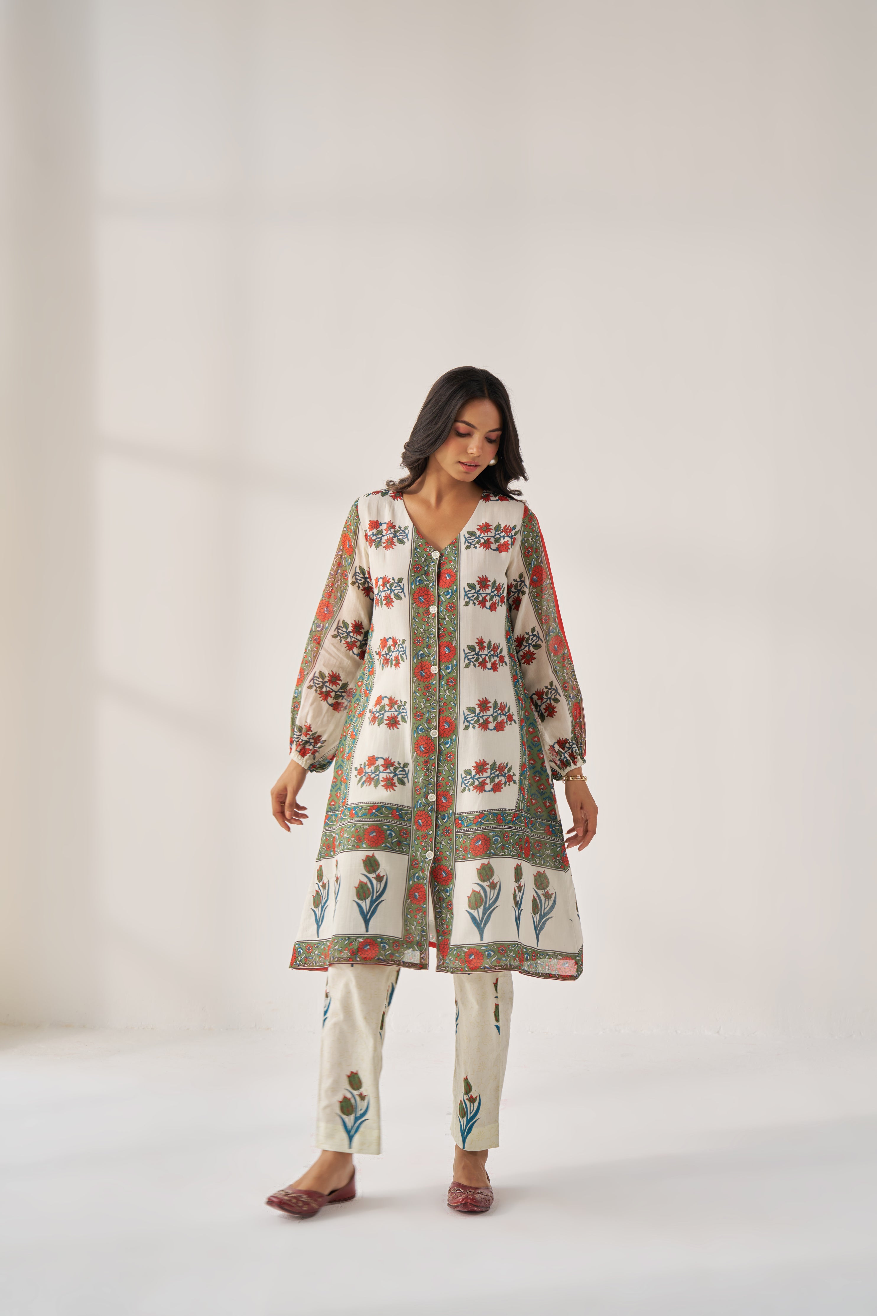 Kuhu - Adaara Mal cotton block placement print statement co-ord set