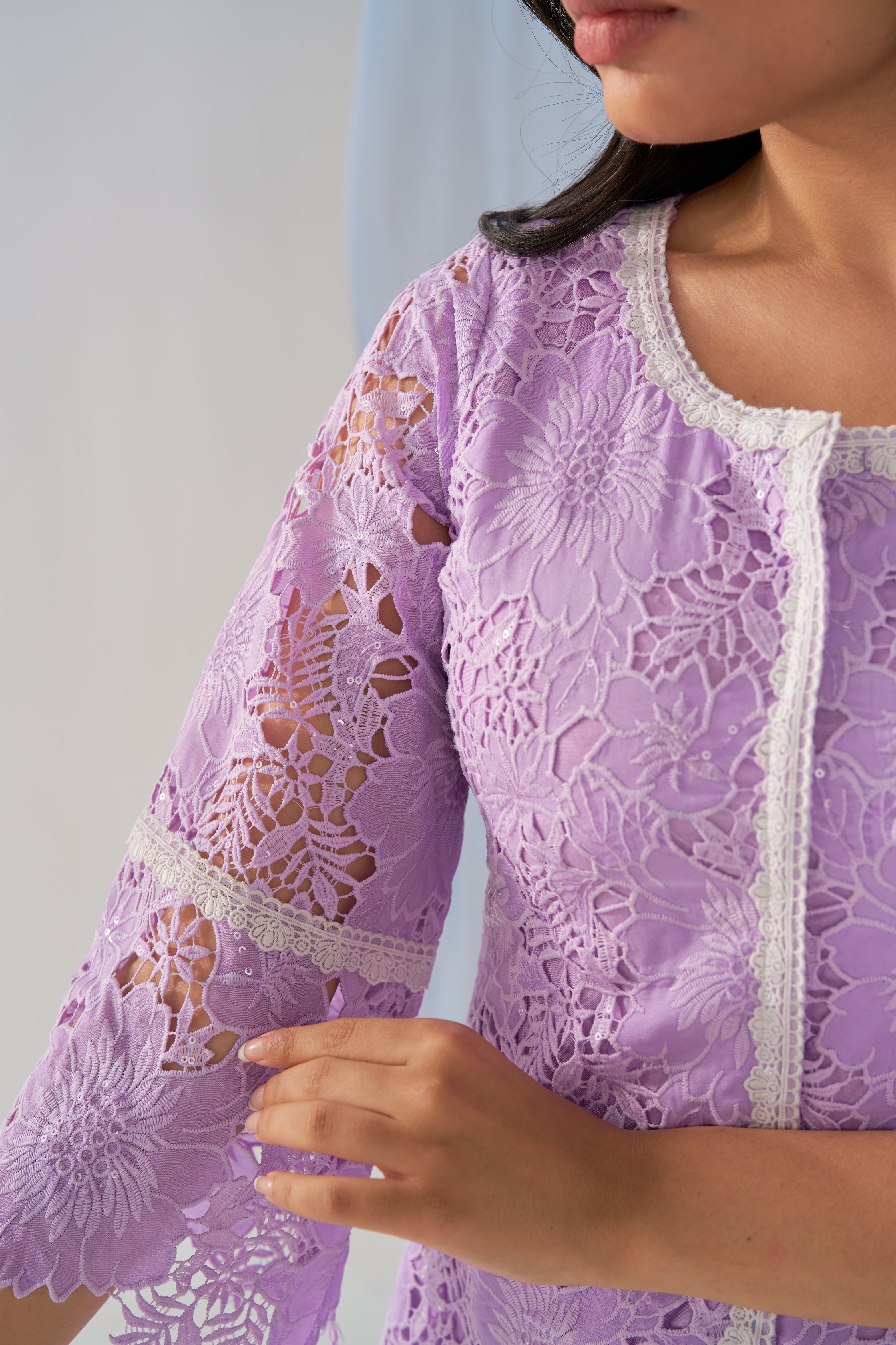 Anna - Adaara lavender cutwork crochet Co-ord set