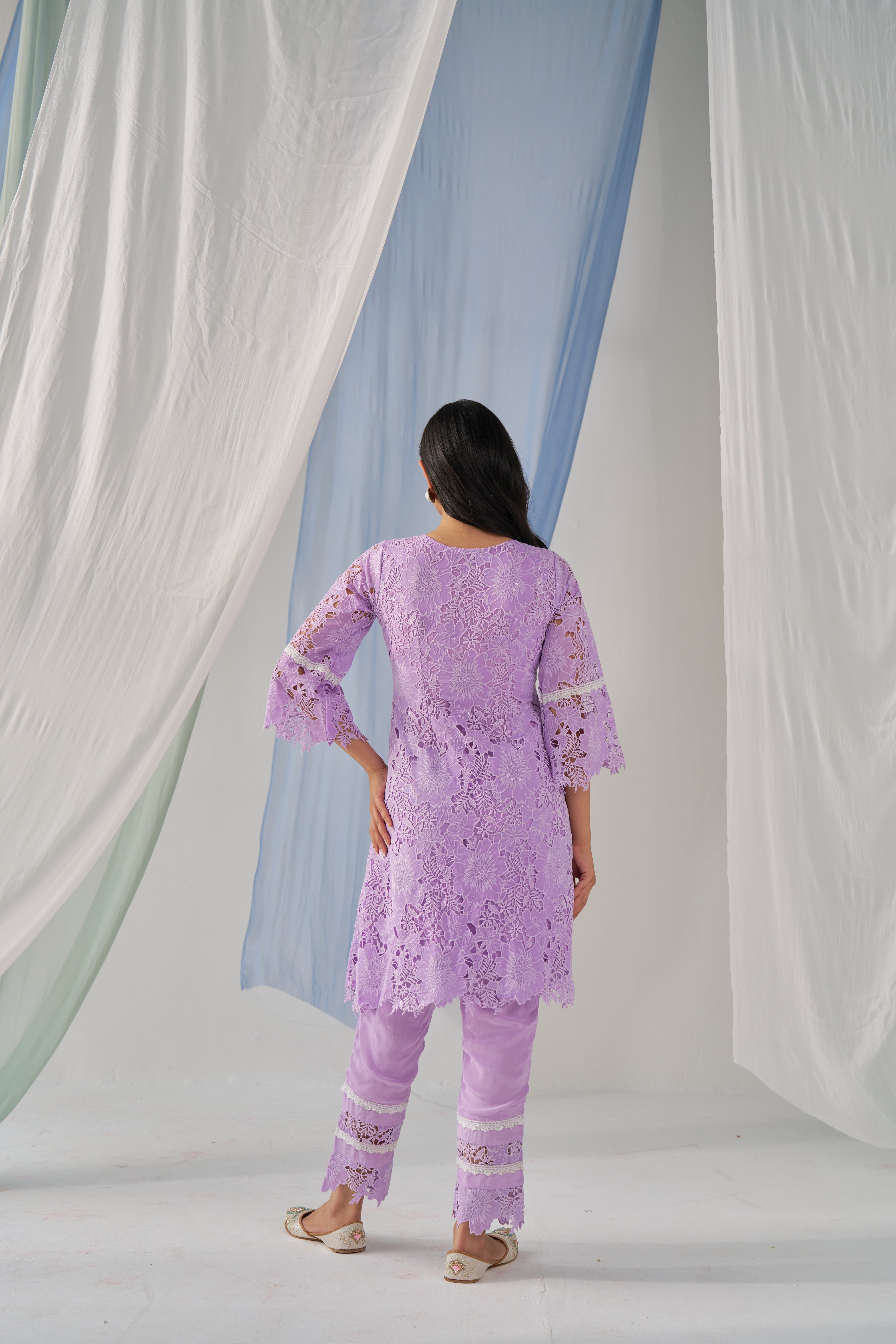 Anna - Adaara lavender cutwork crochet Co-ord set