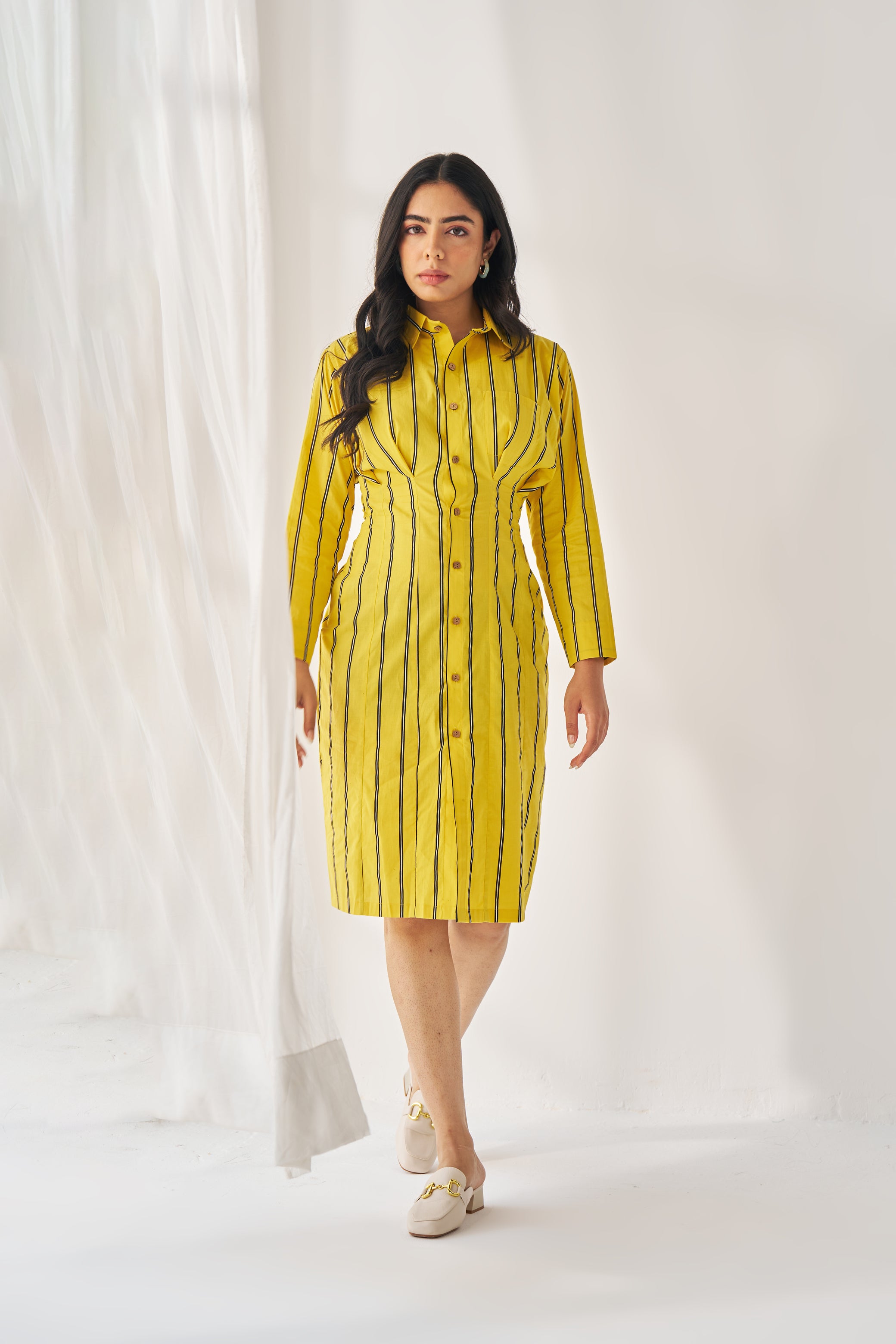 SUNSHINE-YELLOW STRIPE DRESS