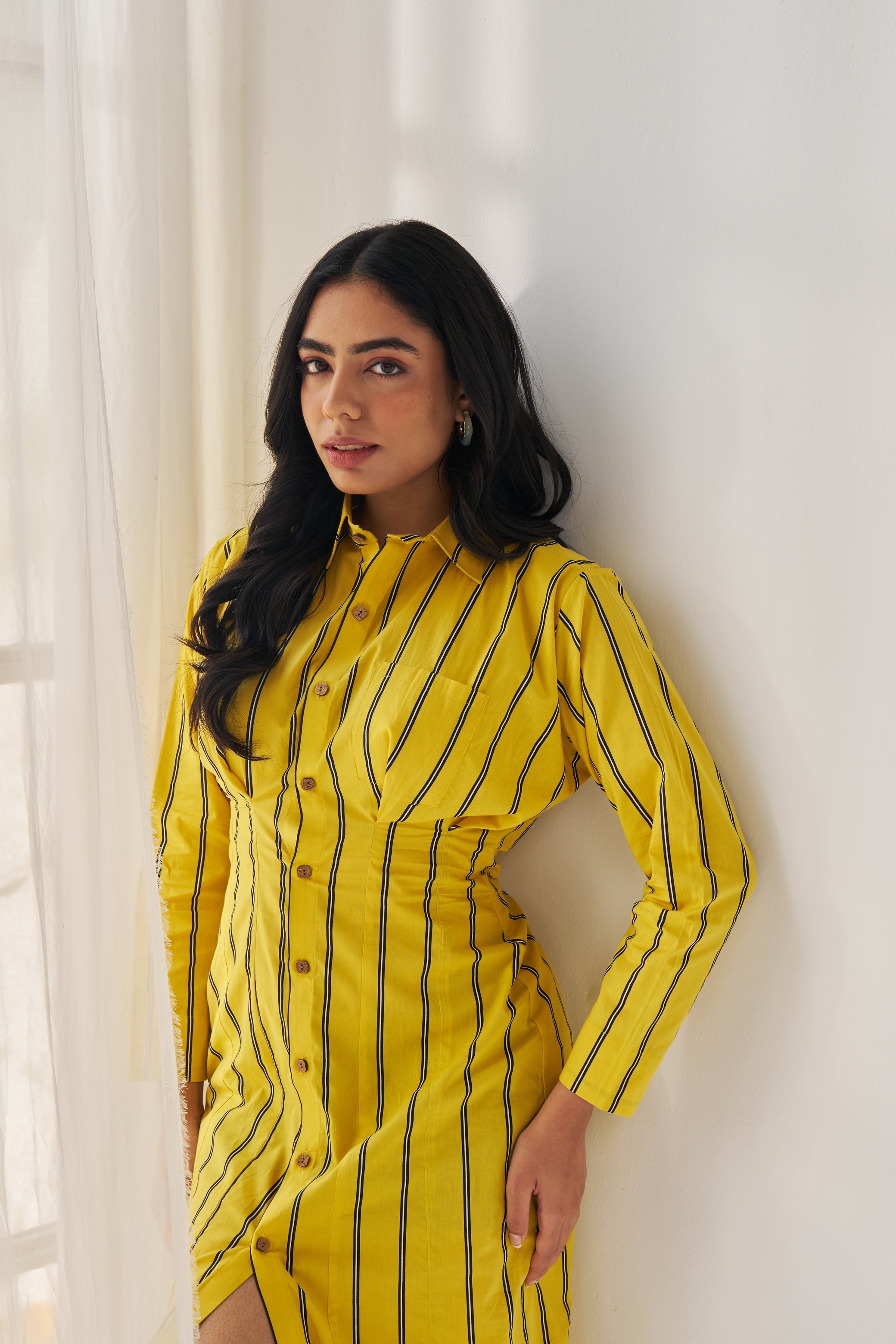 SUNSHINE-YELLOW STRIPE DRESS
