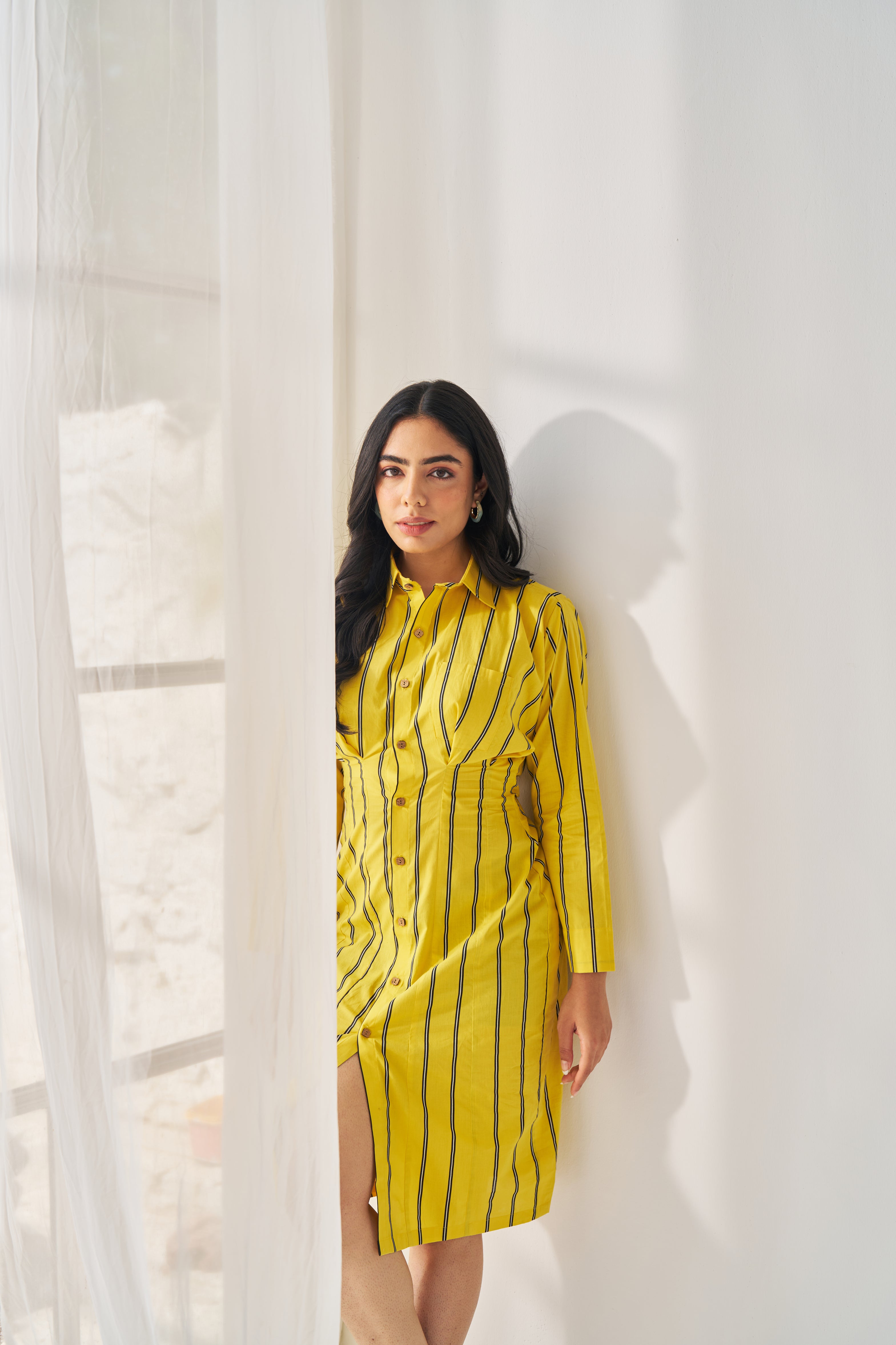 SUNSHINE-YELLOW STRIPE DRESS