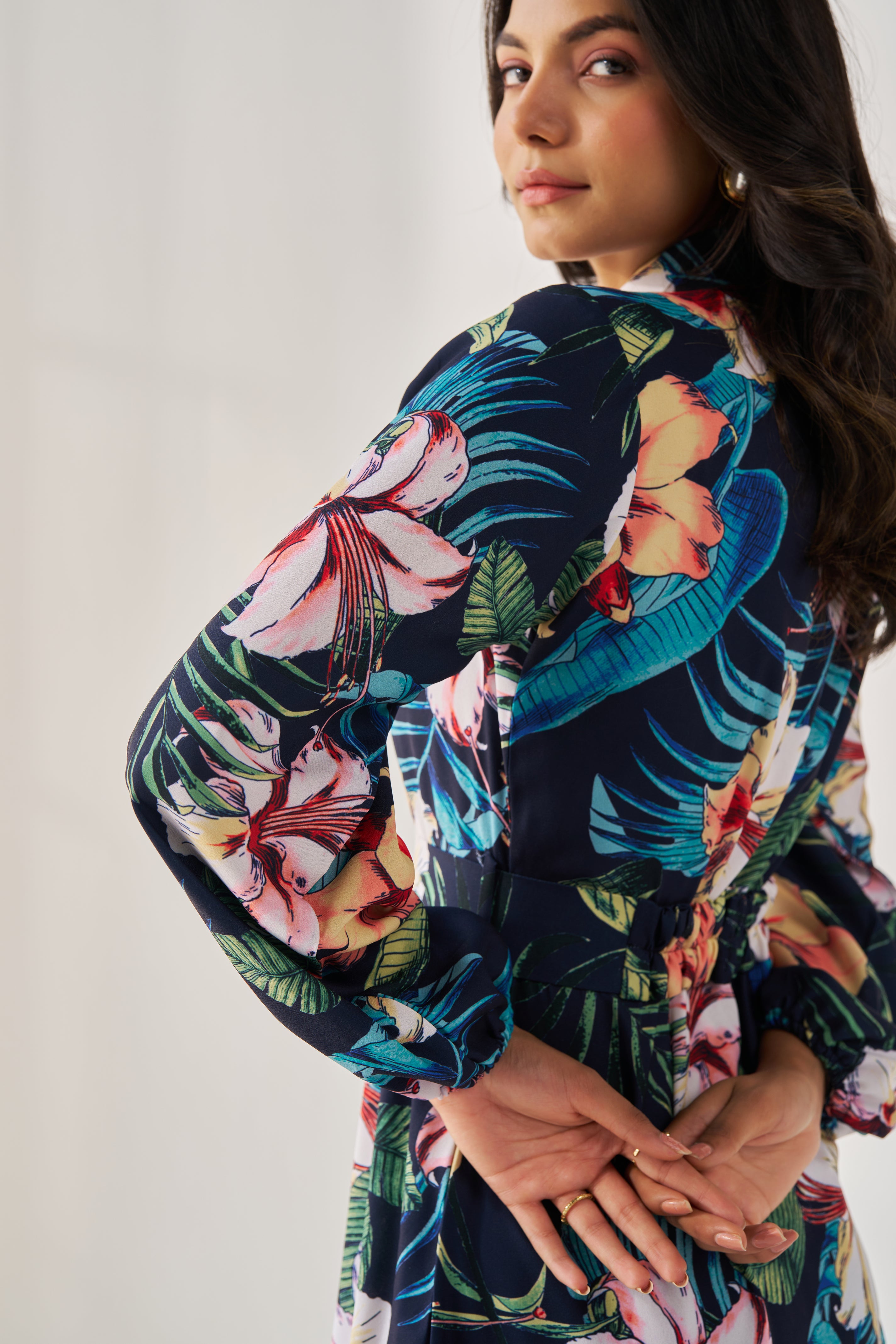 BLUE LILY-TROPICAL PRINT BLUE MAXI DRESS