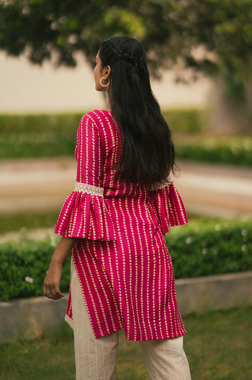 Roohi- Adaara Silk Bandhani set- - Adaara