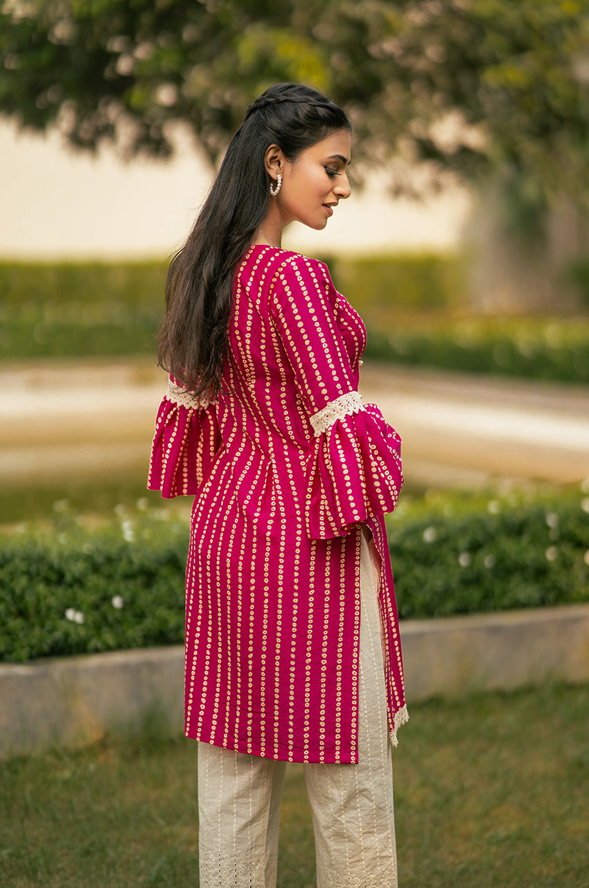 Roohi- Adaara Silk Bandhani set- - Adaara