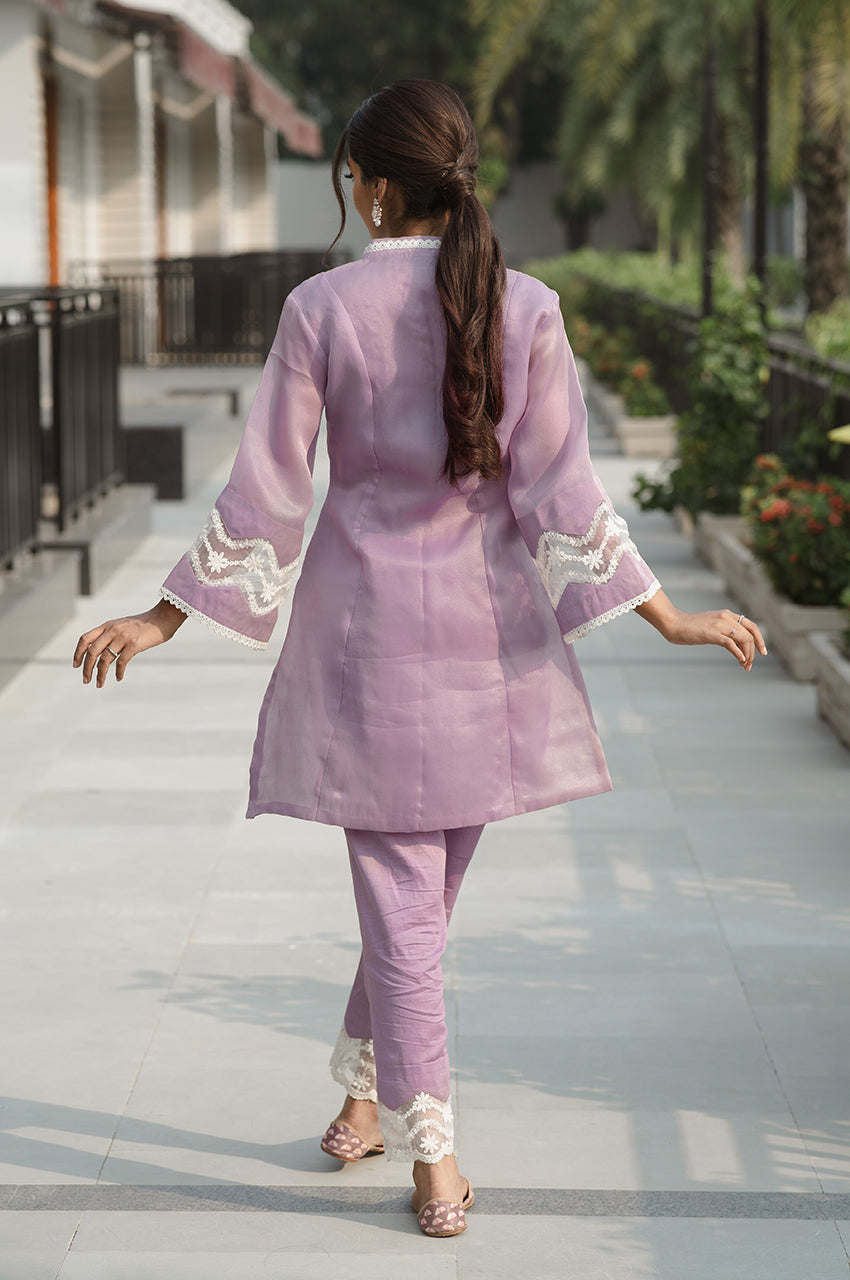 Anaya-Adaara Organza Lavendar Kurta Set - Adaara
