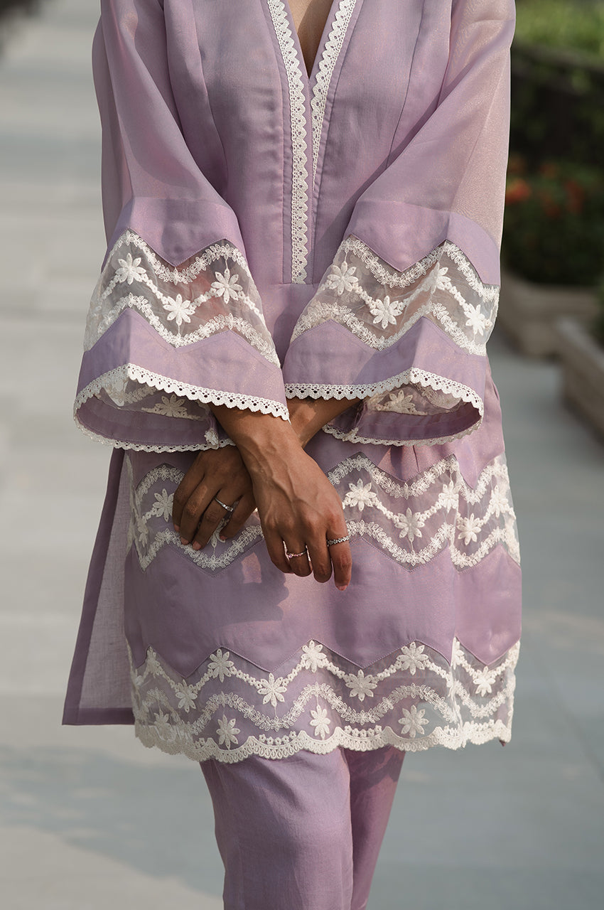 Anaya-Adaara Organza Lavendar Kurta Set - Adaara