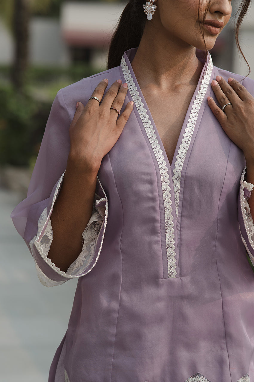 Anaya-Adaara Organza Lavendar Kurta Set - Adaara