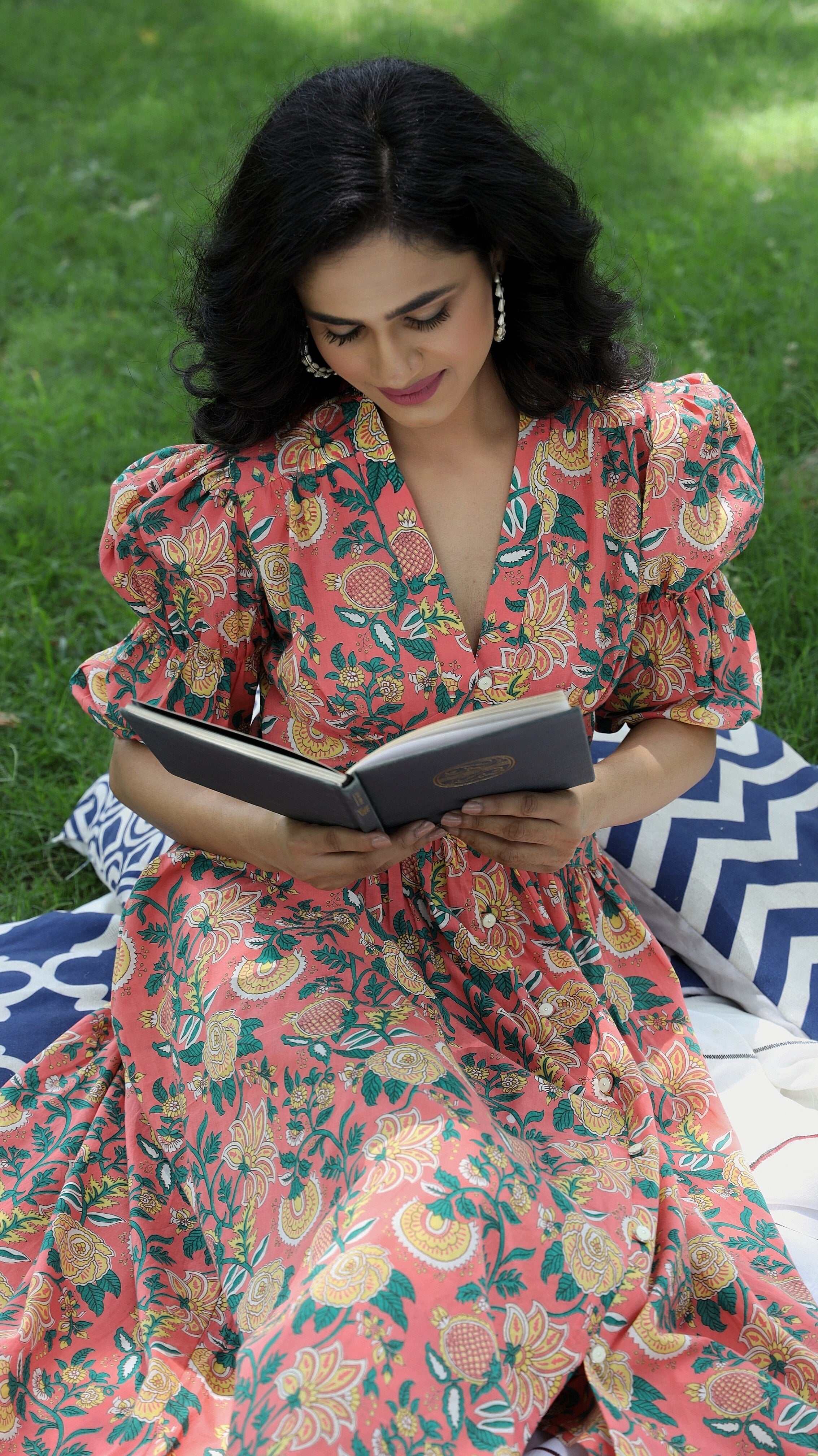 Deveshi- Adaara Floral Peach Mosh Pink Maxi Dress with Statement Sleeves