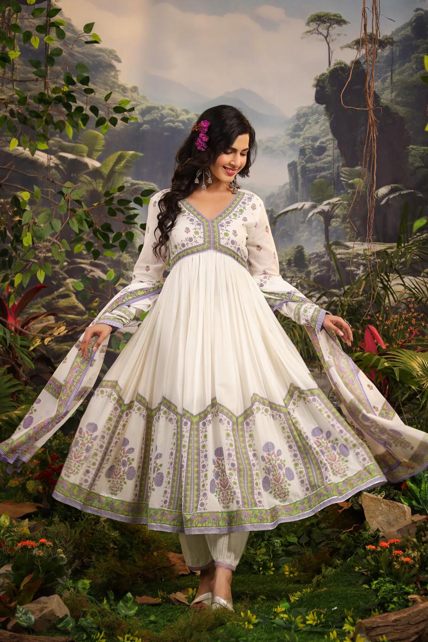 MASAKALI - Purple Mal Cotton Garden Anarkali Set