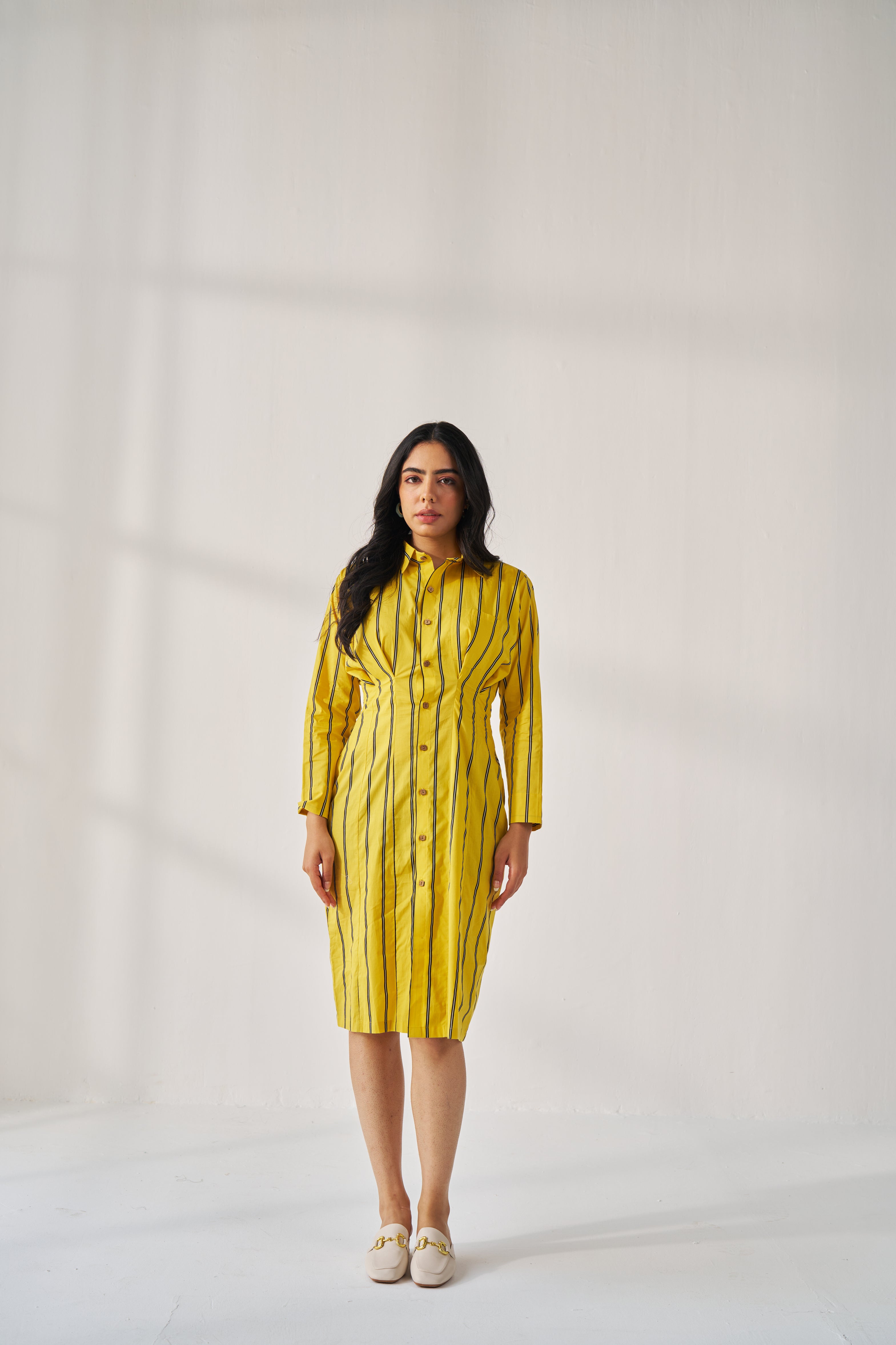 SUNSHINE-YELLOW STRIPE DRESS