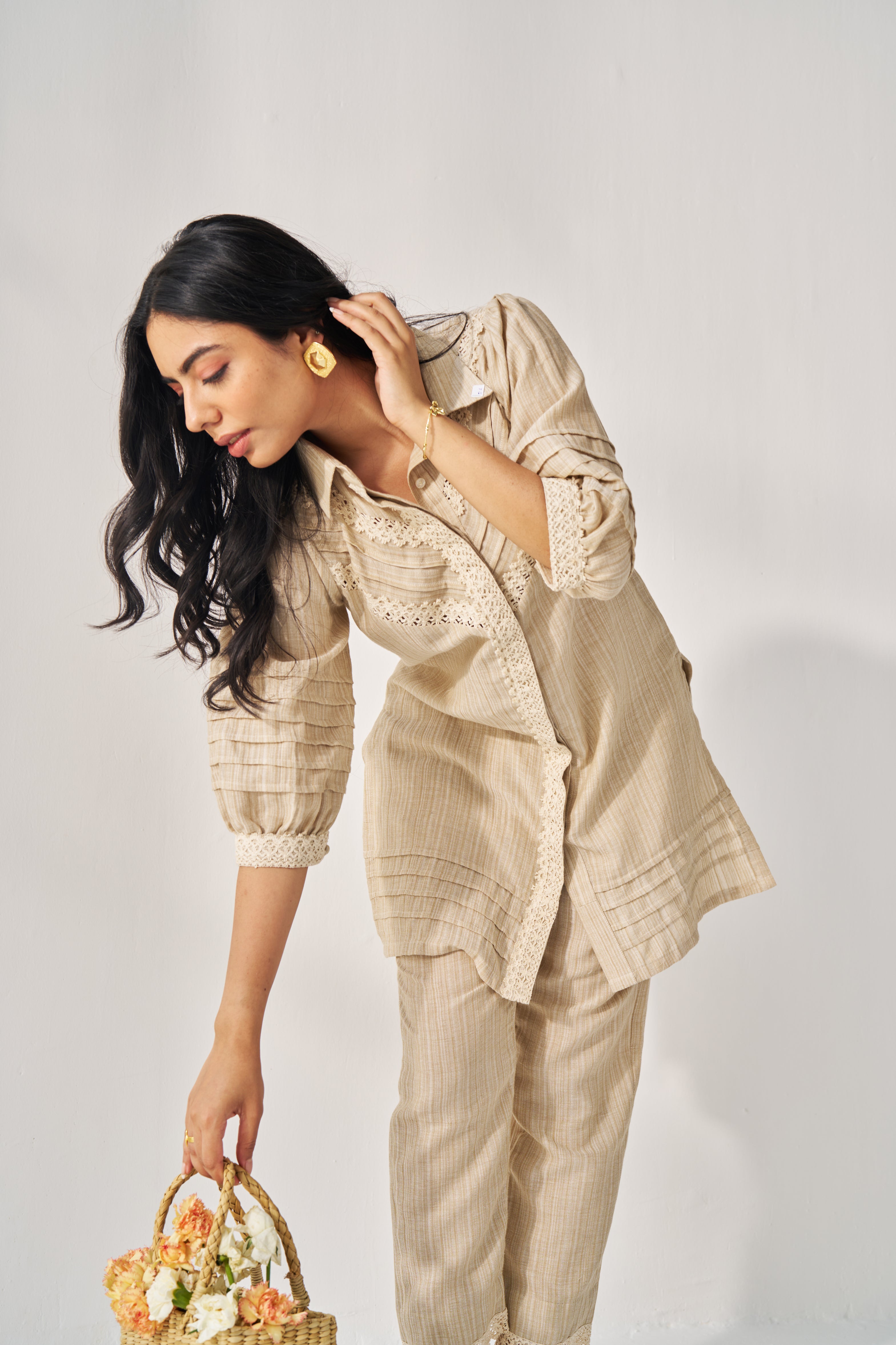 BROOKE-NATURAL BEIGE CROCHET COORD SET
