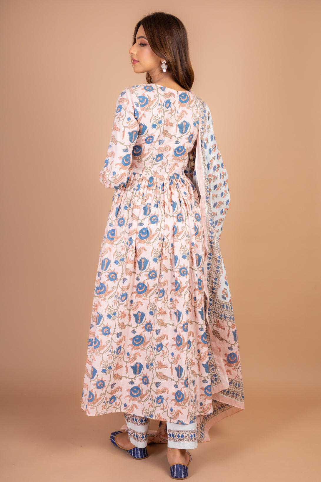 Naira- Adaara Pink Floral Anarkali set with Pant and Dupatta - Adaara