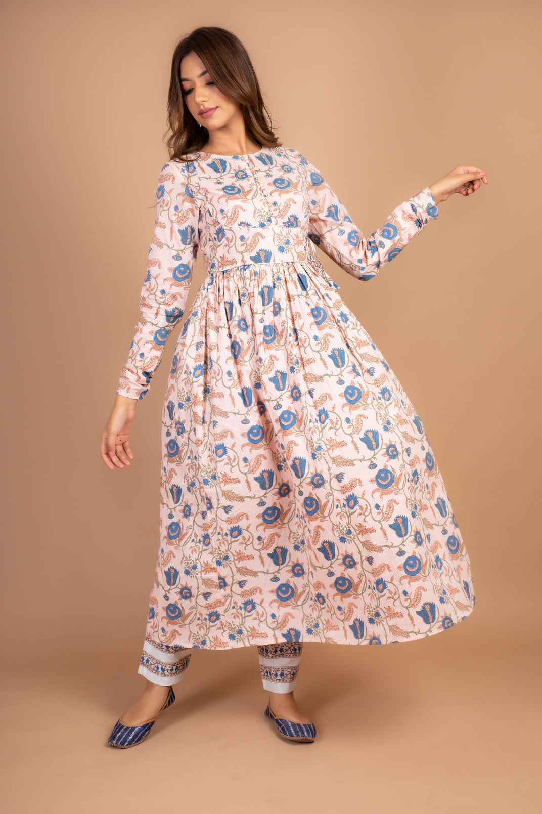 Naira- Adaara Pink Floral Anarkali set with Pant and Dupatta - Adaara