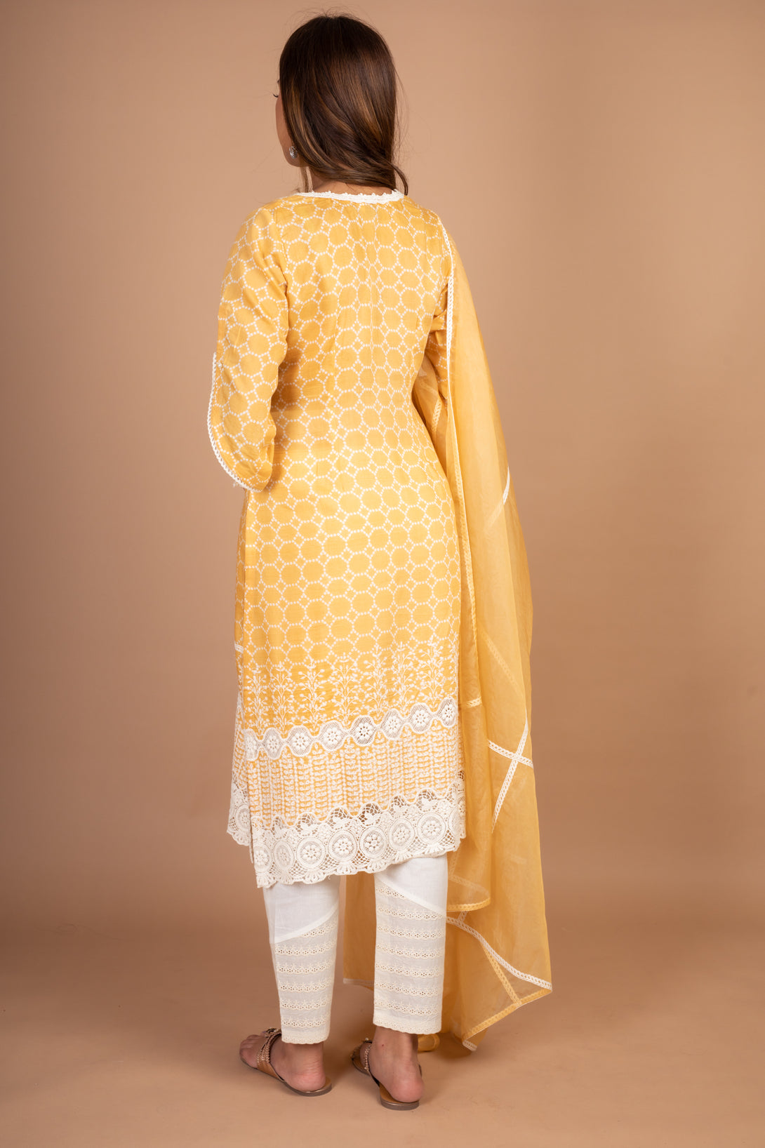 Jaina - Adaara pastel Yellow Suit Set with crochet detailing - Adaara