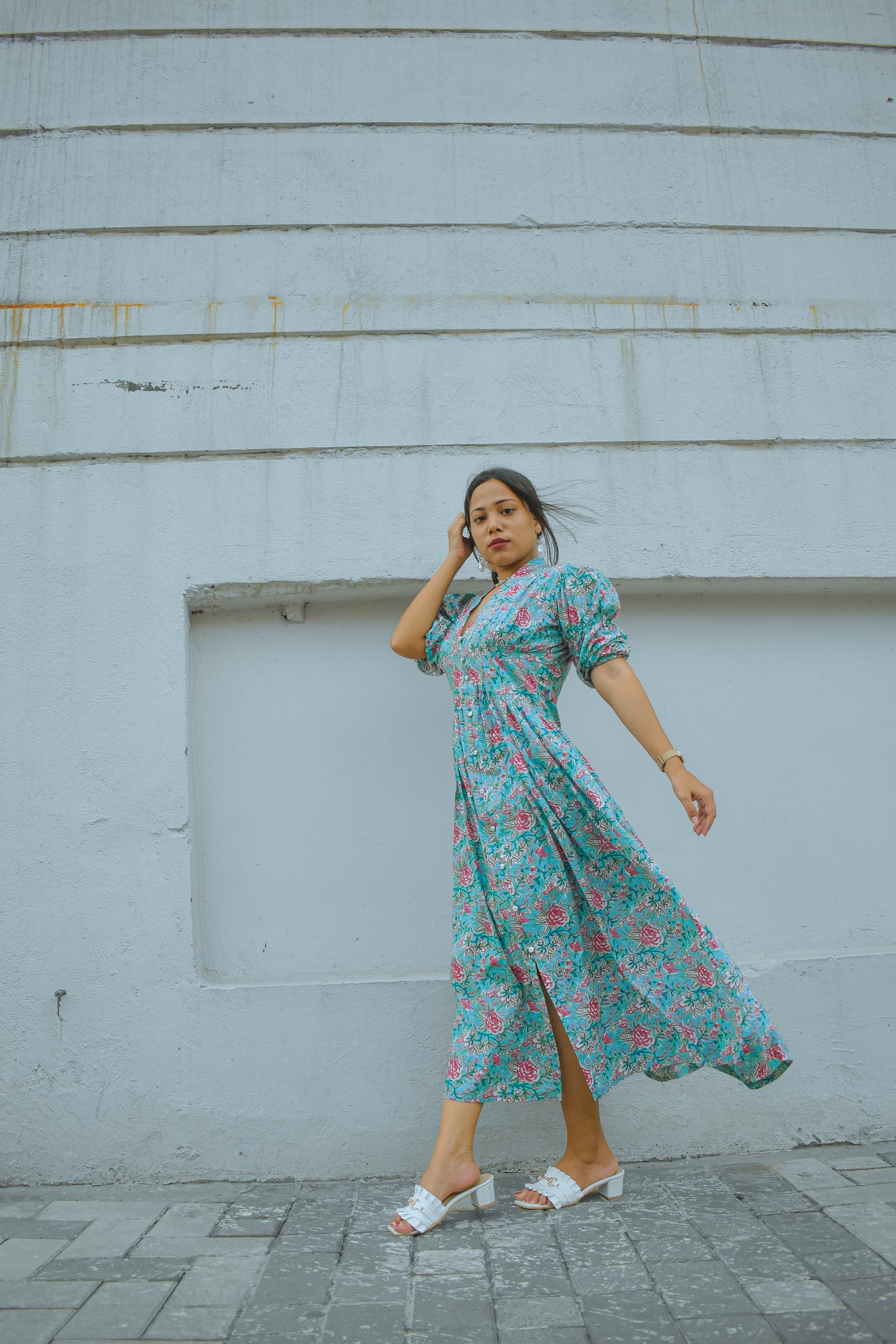 Adaara Blue And Pink Maxi Dress - Adaara