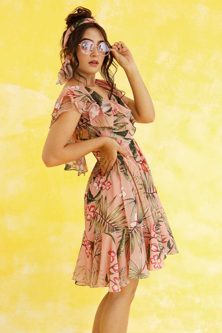 Adaara Georgette Tropical Print (with frills) - Adaara