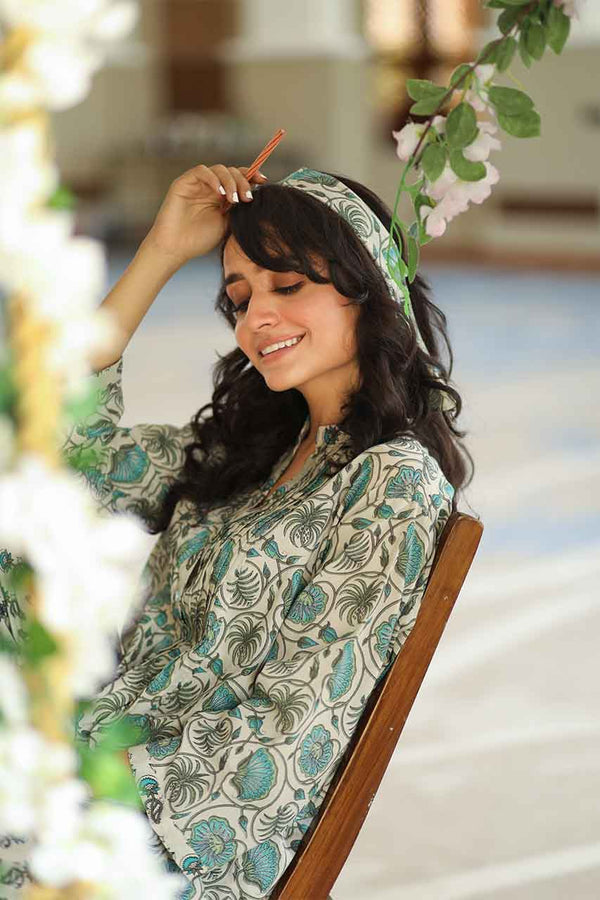 Jasmine- Adaara floral print cotton night suit - Adaara