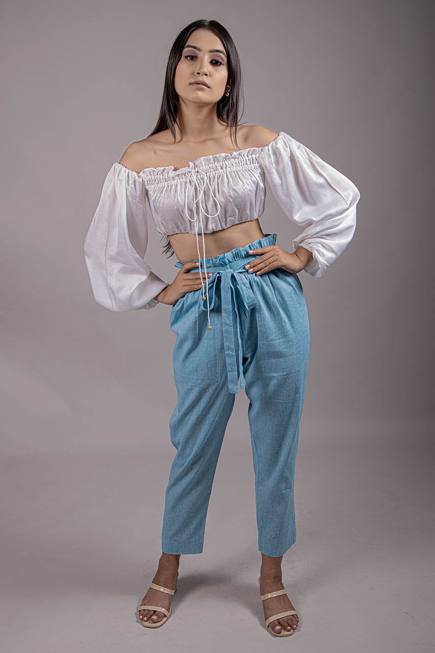 Blue Paper Bag Trousers - Adaara