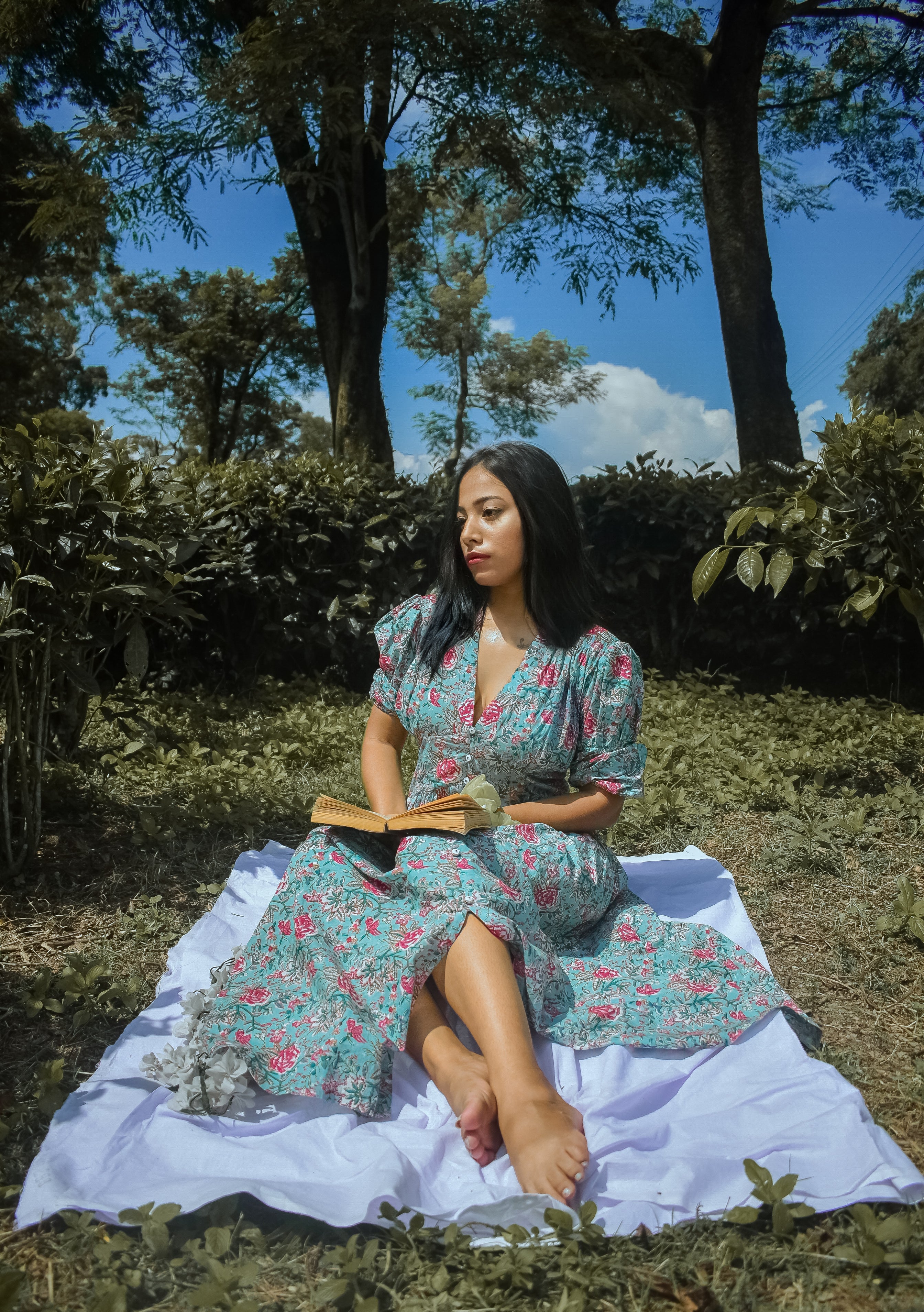 Adaara Blue And Pink Maxi Dress - Adaara
