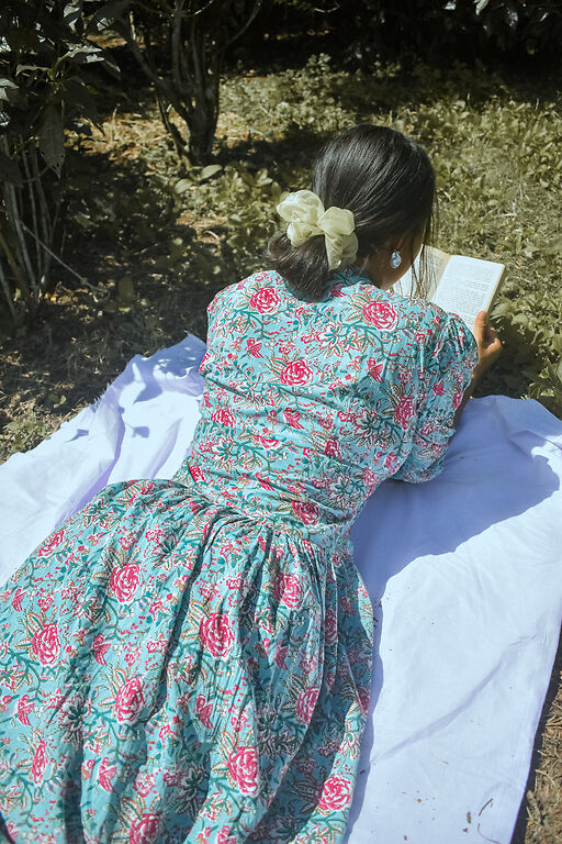 Adaara Blue And Pink Maxi Dress - Adaara