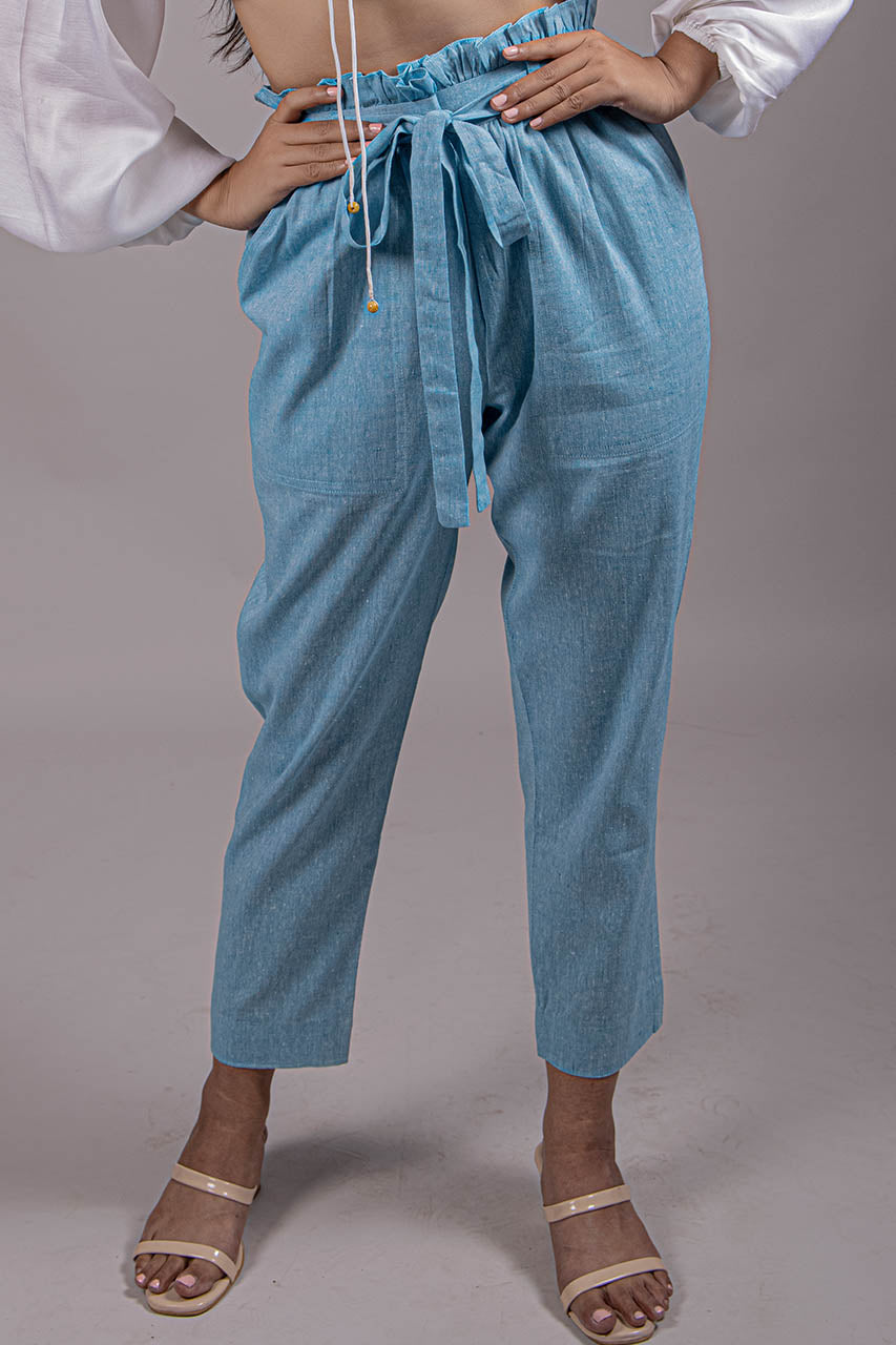 Blue Paper Bag Trousers - Adaara