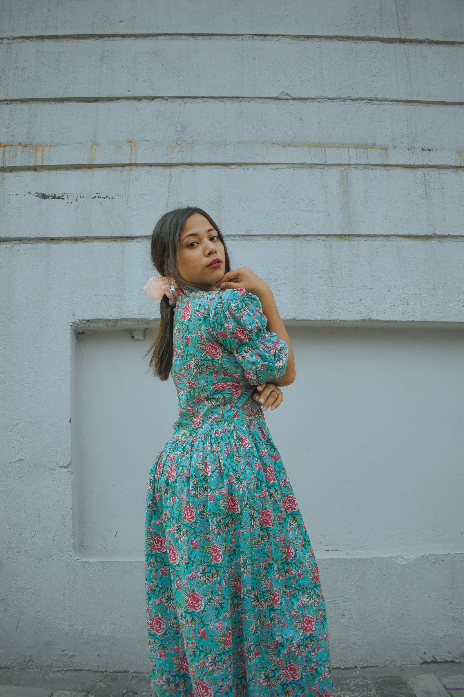 Adaara Blue And Pink Maxi Dress - Adaara