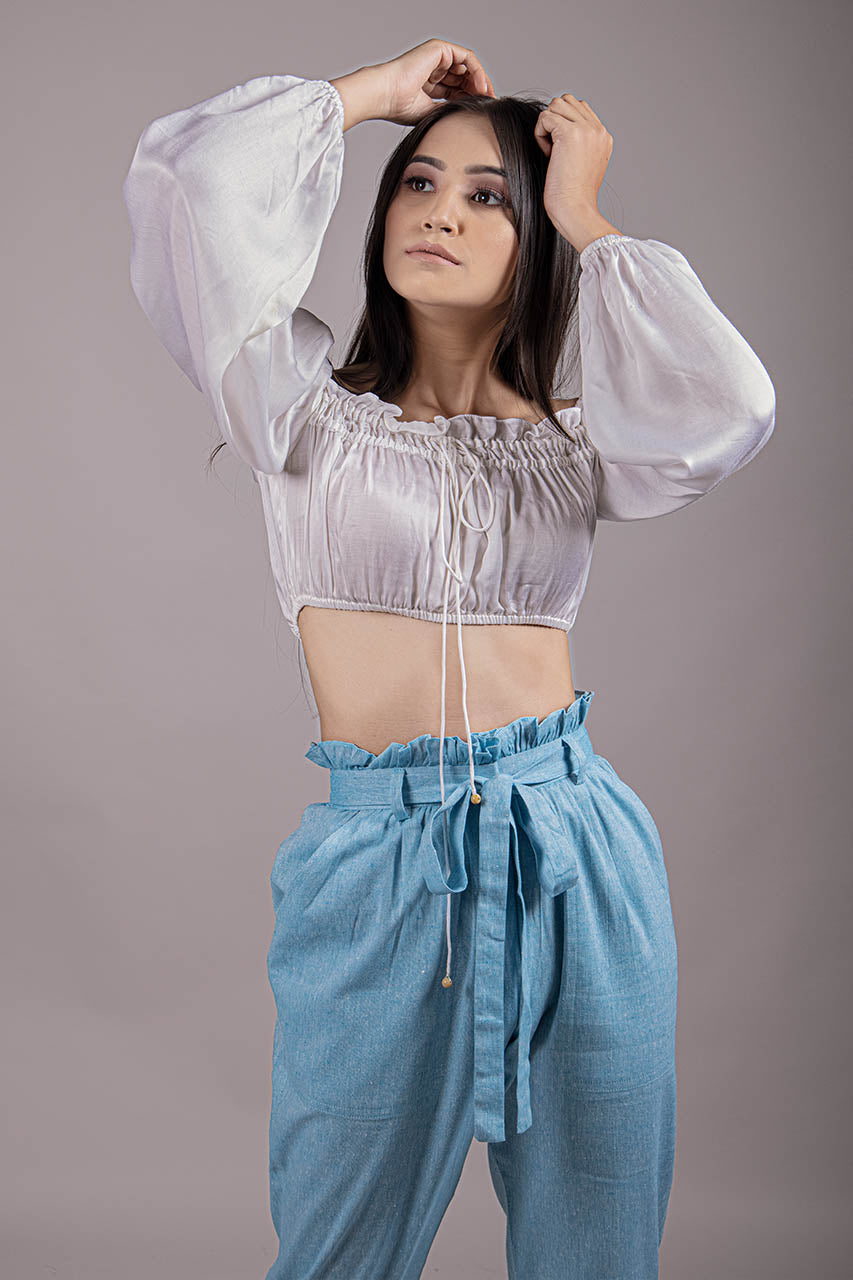 Blue Paper Bag Trousers - Adaara