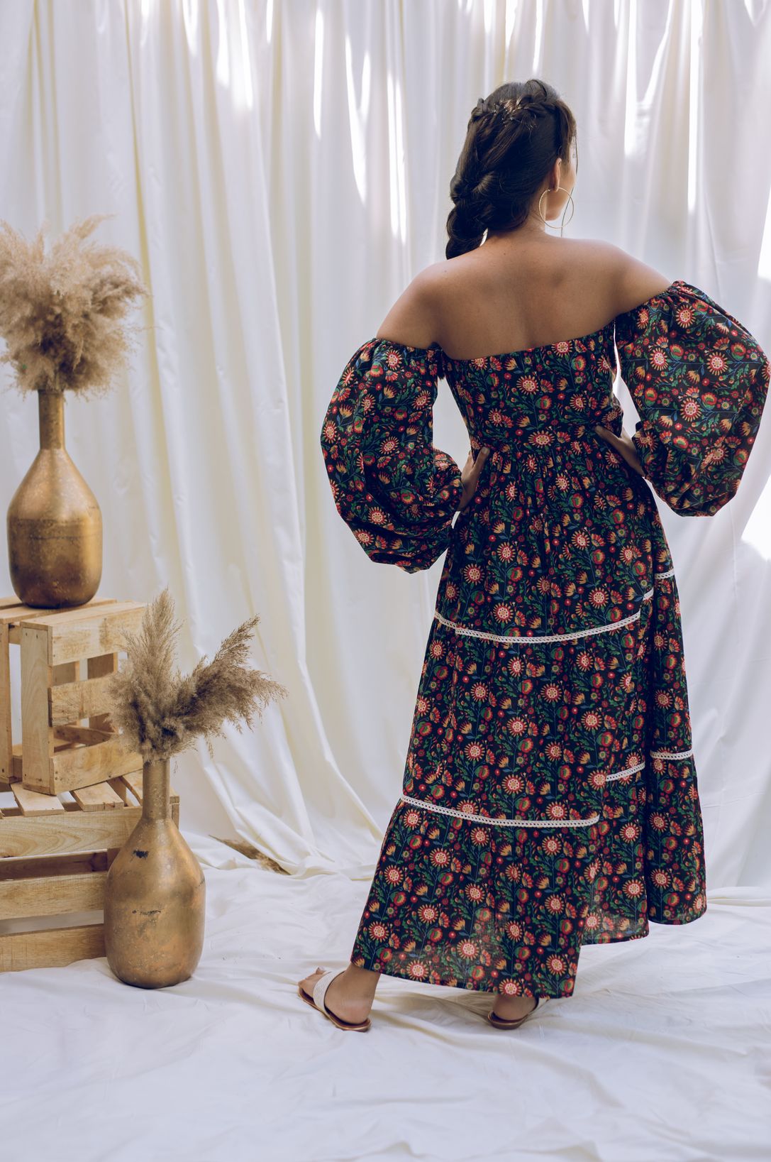 Eden - Adaara Balloon Sleeve Printed Maxi Dress - Adaara