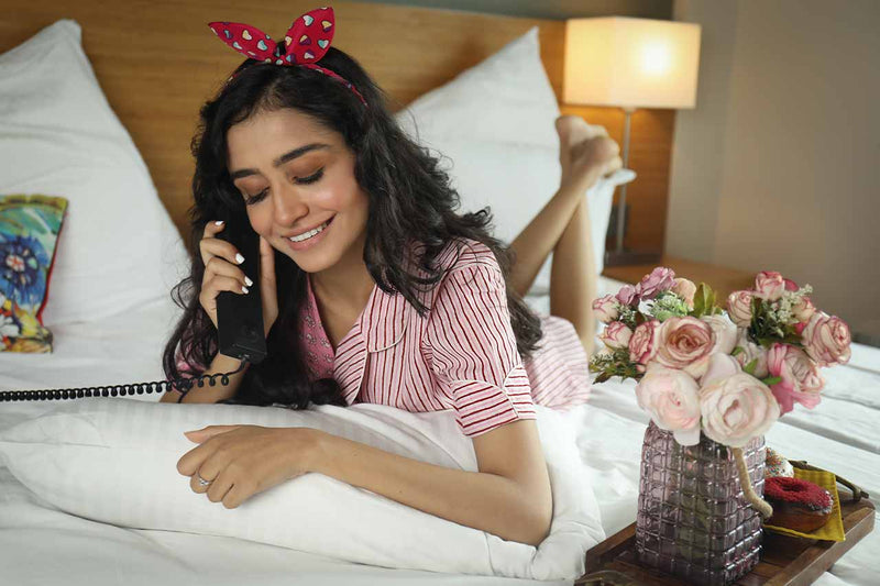 Rapunzel- Adaara striped cotton pink night suit - Adaara
