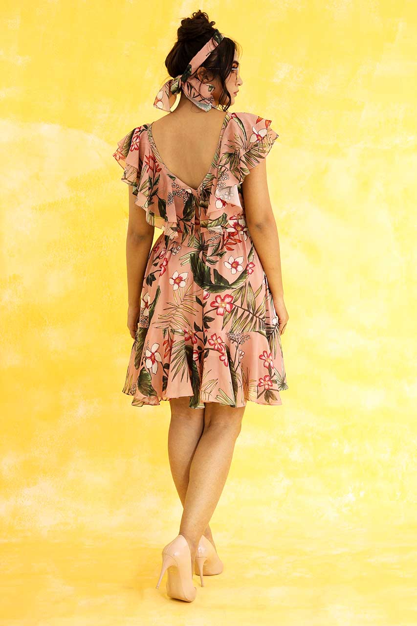 Adaara Georgette Tropical Print (with frills) - Adaara