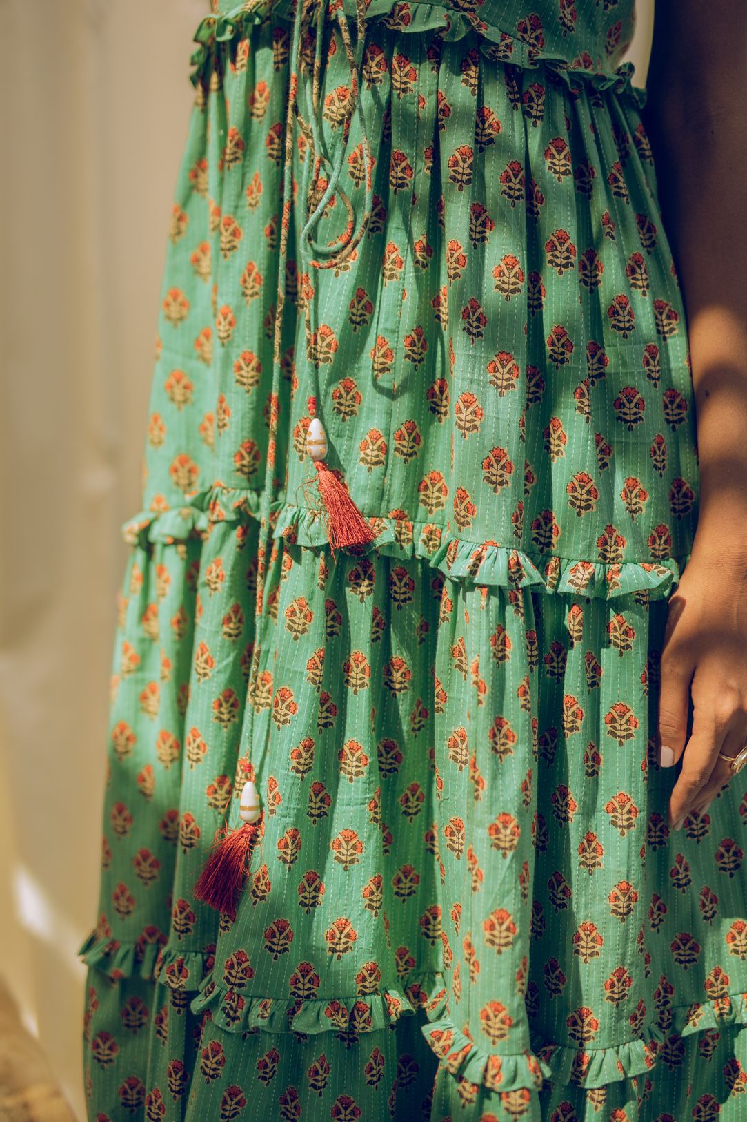 Coral -Adaara Teal Blue Block Print Kurta Set - Adaara