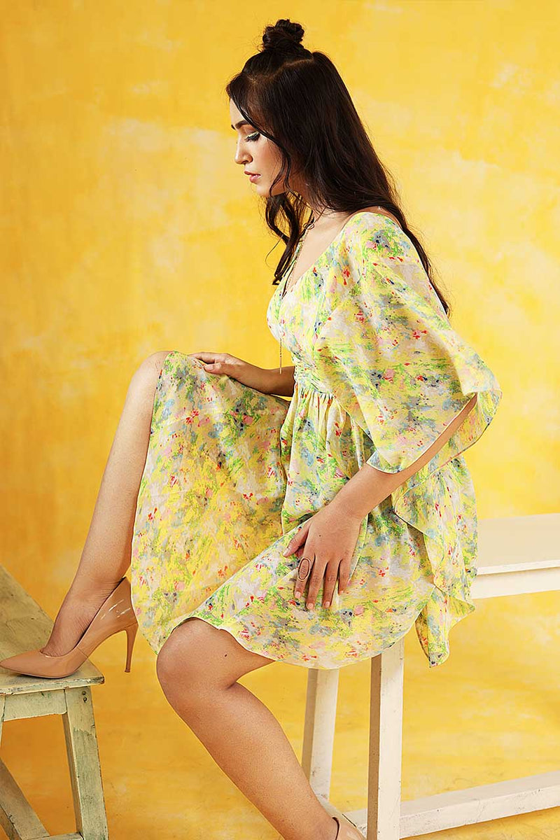 Adaara Georgette Spray Print Kaftan - Adaara