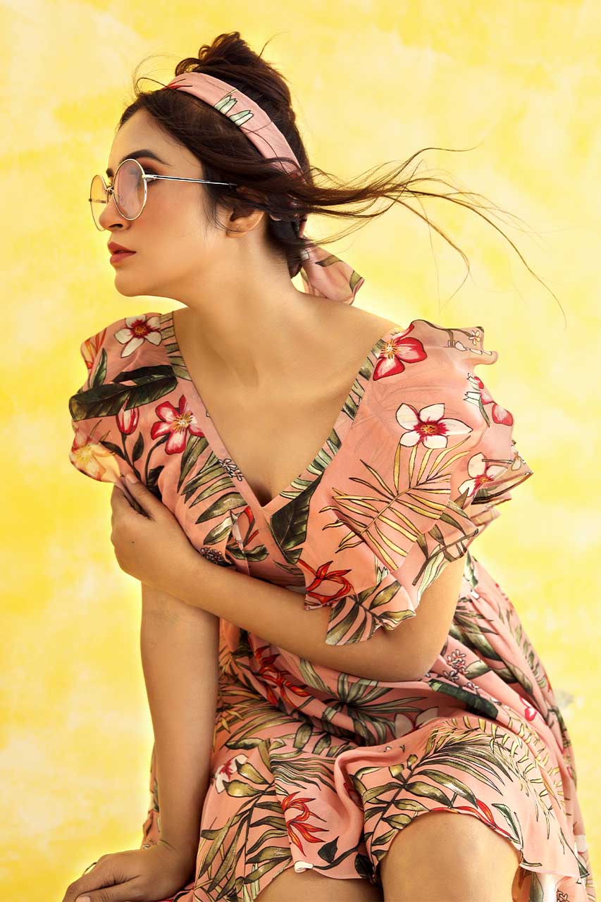 Adaara Georgette Tropical Print (with frills) - Adaara
