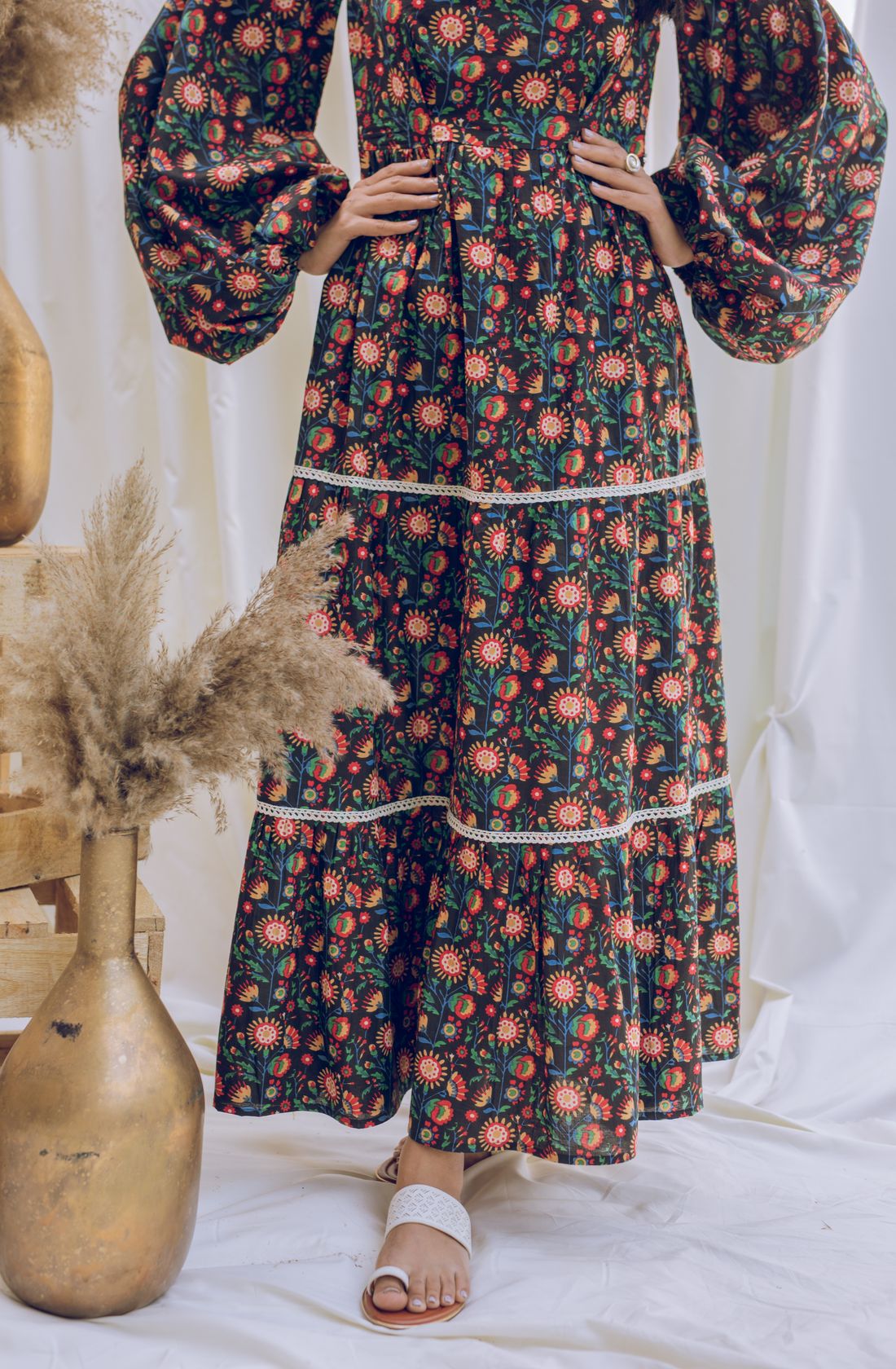 Eden - Adaara Balloon Sleeve Printed Maxi Dress - Adaara
