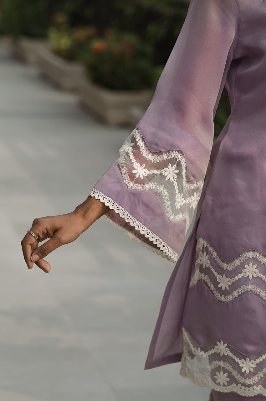 Anaya-Adaara Organza Lavendar Kurta Set - Adaara