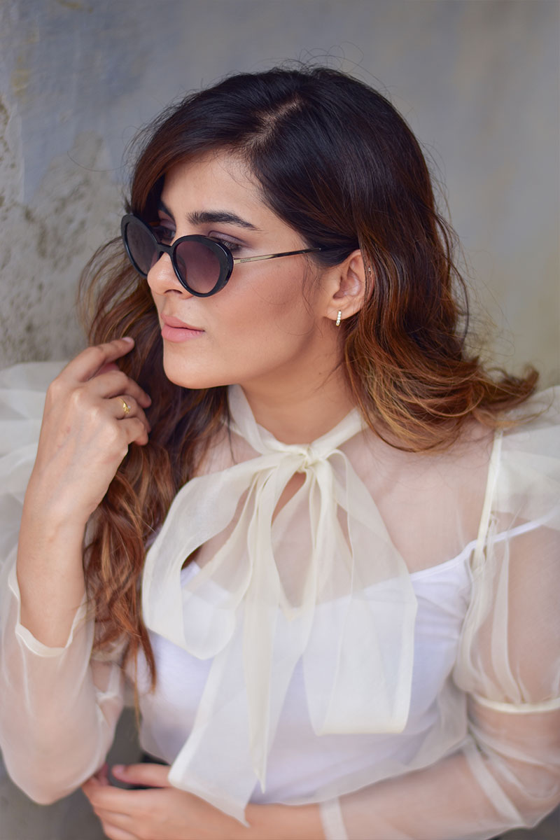 Adaara classy white organza top with knot detailing - Adaara