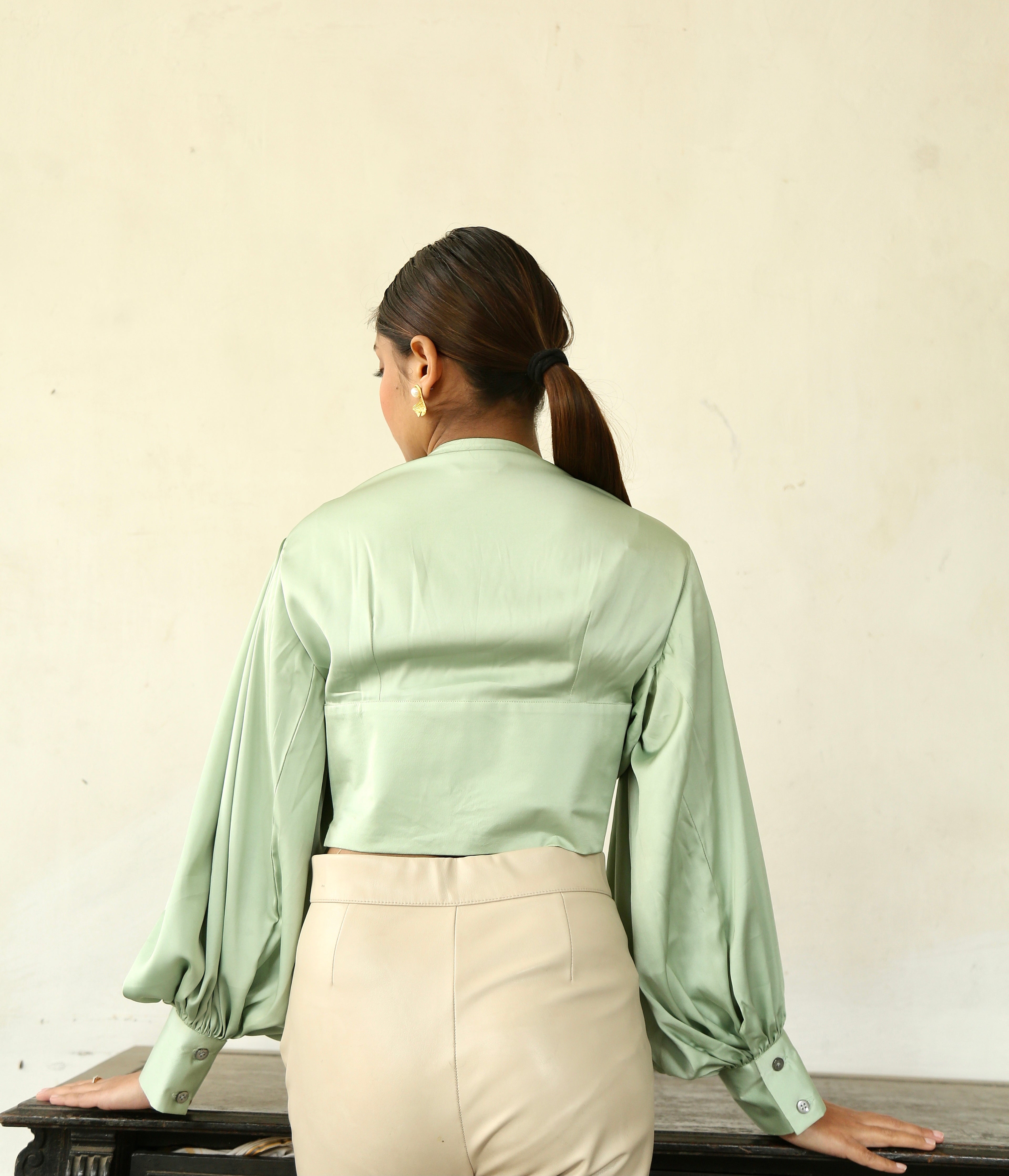 Adaara Imported Satin Top with Gathers - Adaara