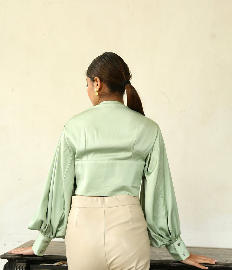 Adaara Imported Satin Top with Gathers - Adaara