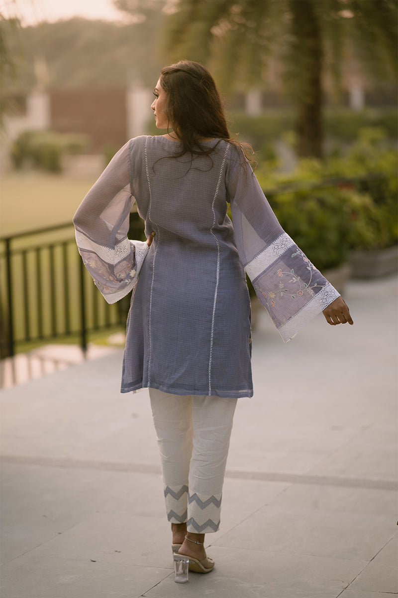 Mira- Adaara Kota Lavendar Kurta Set - Adaara