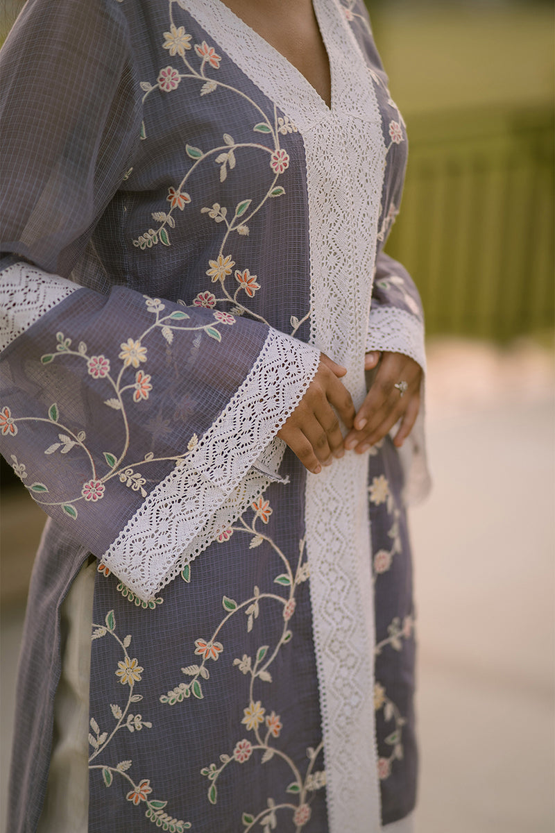 Mira- Adaara Kota Lavendar Kurta Set - Adaara