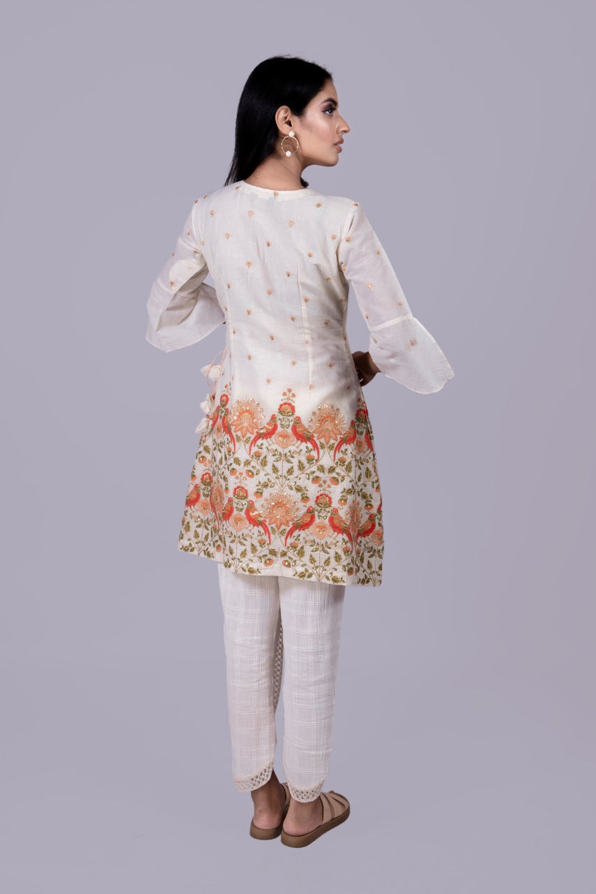 Adaara Off White Angrakha With Off White Tulip Pants - Adaara
