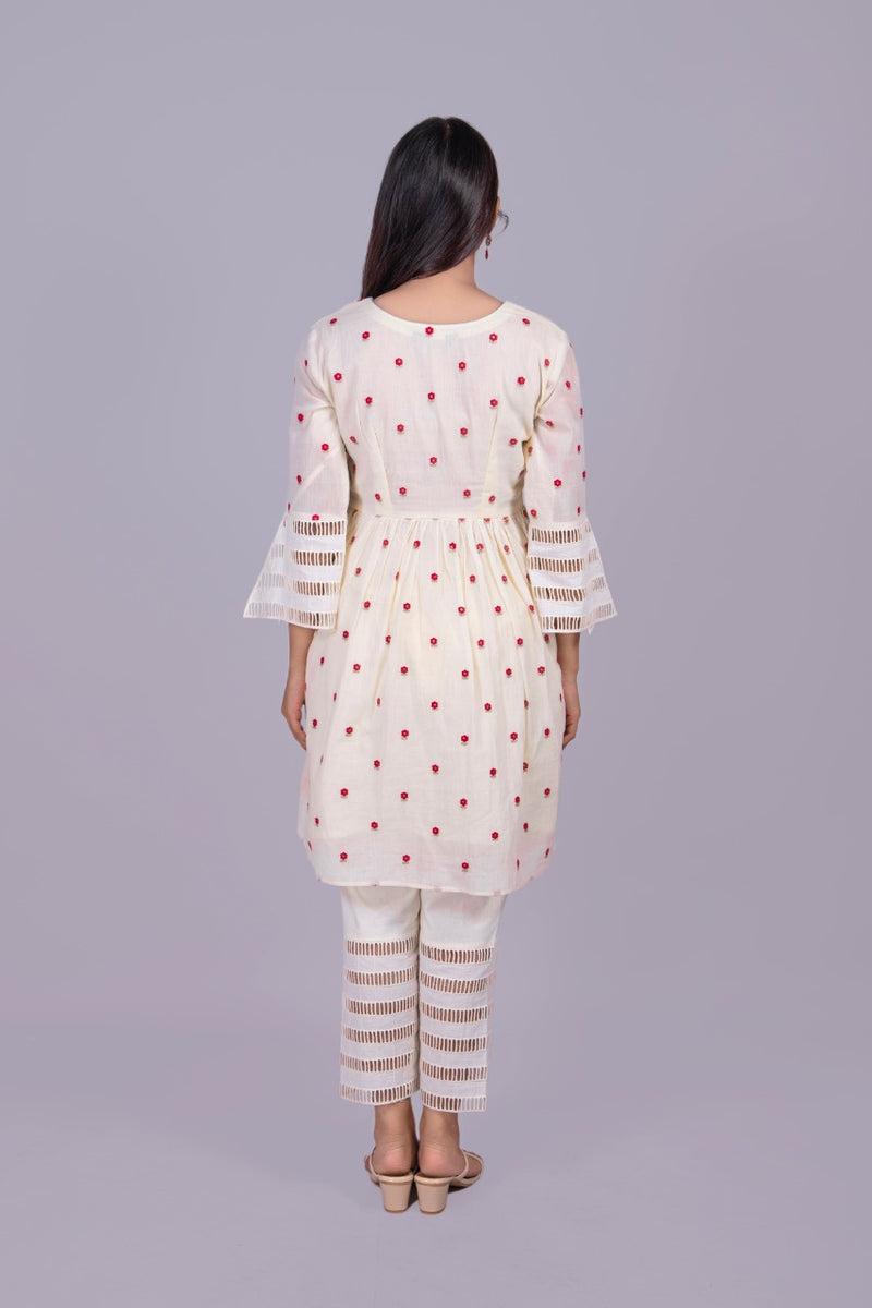 Off White Gathered Angrakha With Pants - Adaara