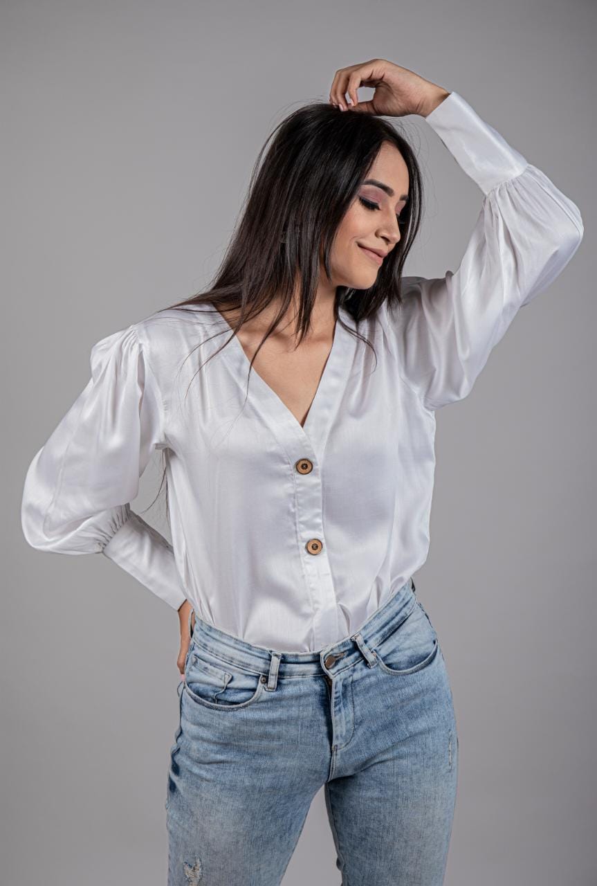 Adaara Imported Cotton V Shaped Neck Shirt - Adaara