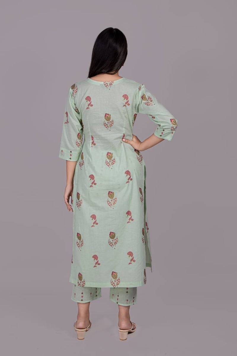 Adaara Neon Block Print Kurta Palazzo Set - Adaara