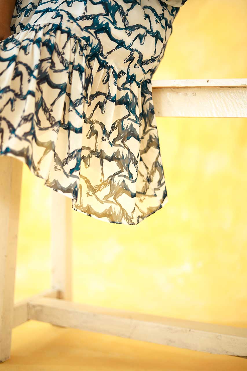 Adaara Georgette Horse Print Tunic - Adaara